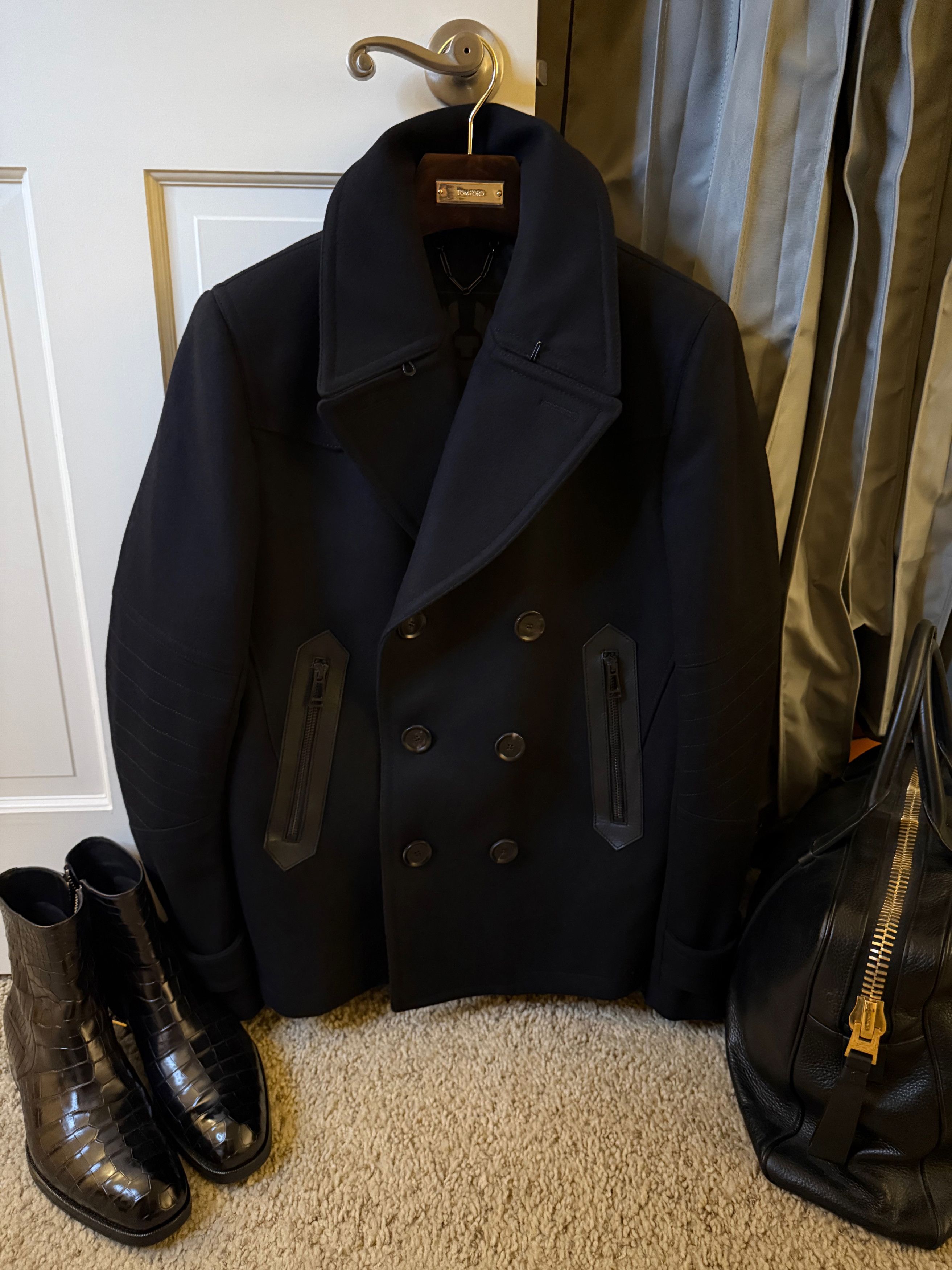 Belstaff Coveted, Badass $1,700 w/tax Leather Accents Peacoat Size US M / EU 48-50 / 2 - 15 Thumbnail