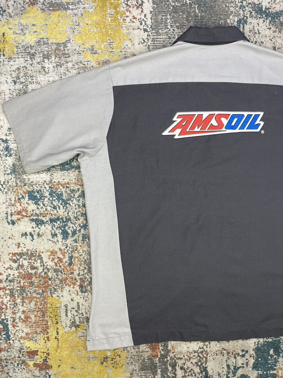 NASCAR Vtg Redkap AmsOil 2 Tone Ripstop Work Shirt Size US XL / EU 56 / 4 - 4 Thumbnail