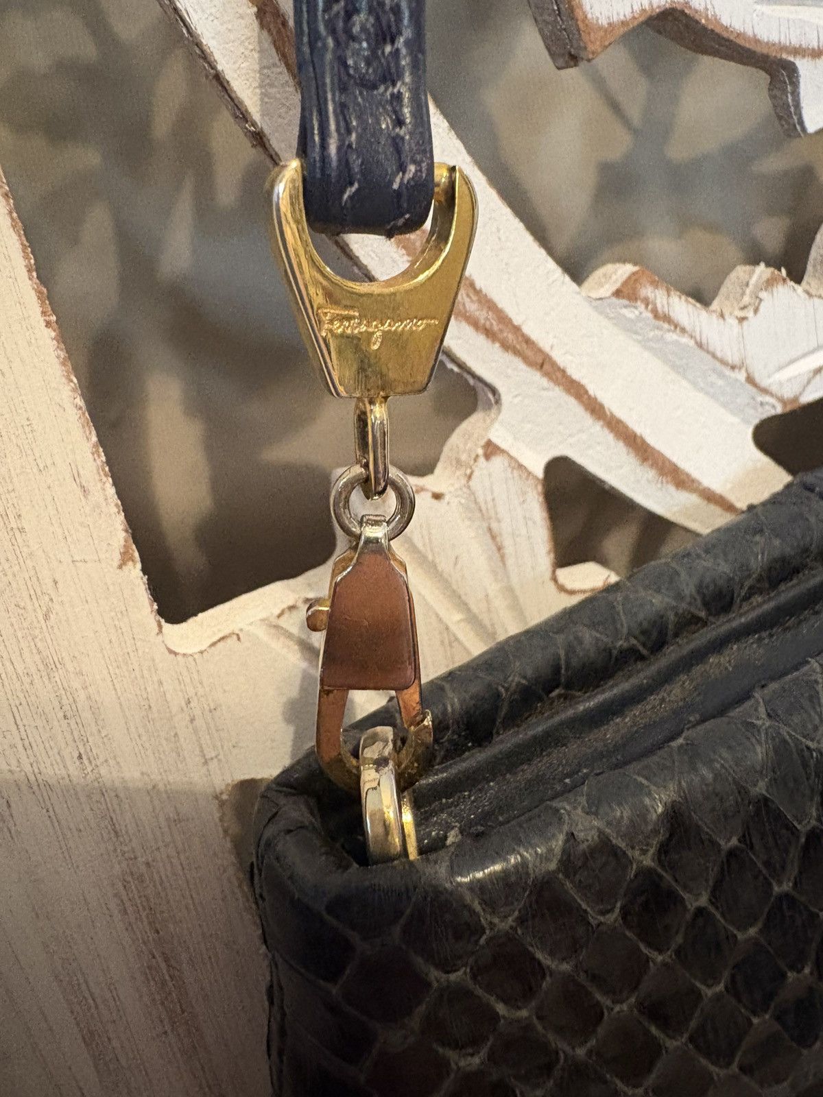 Salvatore Ferragamo × Vintage Vintage Ferragamo Leather & Snakeskin Crossbody Bag Size ONE SIZE - 4 Thumbnail