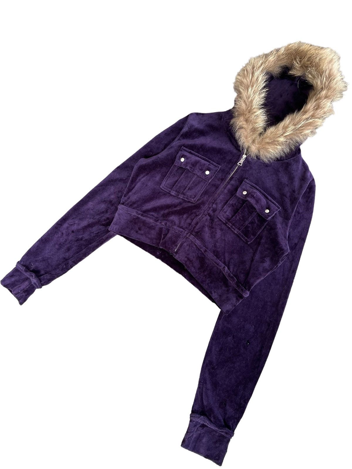 If Six Was Nine Vintage Japanese Brand LGB Style Velvet Crop Top Fur Hoodie Size L / US 10 / IT 46 - 8 Thumbnail