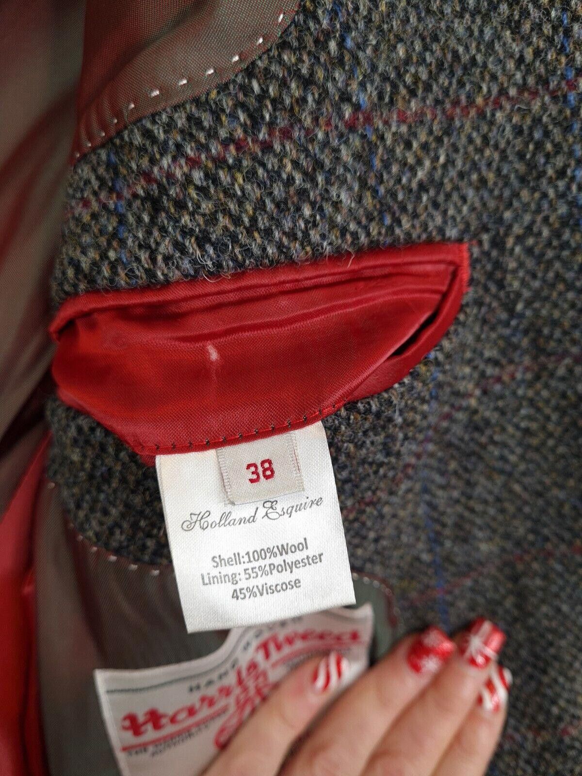 Designer Holland Esquire JAcket Size 38 Harris Tweed Luxury Wool Size 42R - 5 Thumbnail
