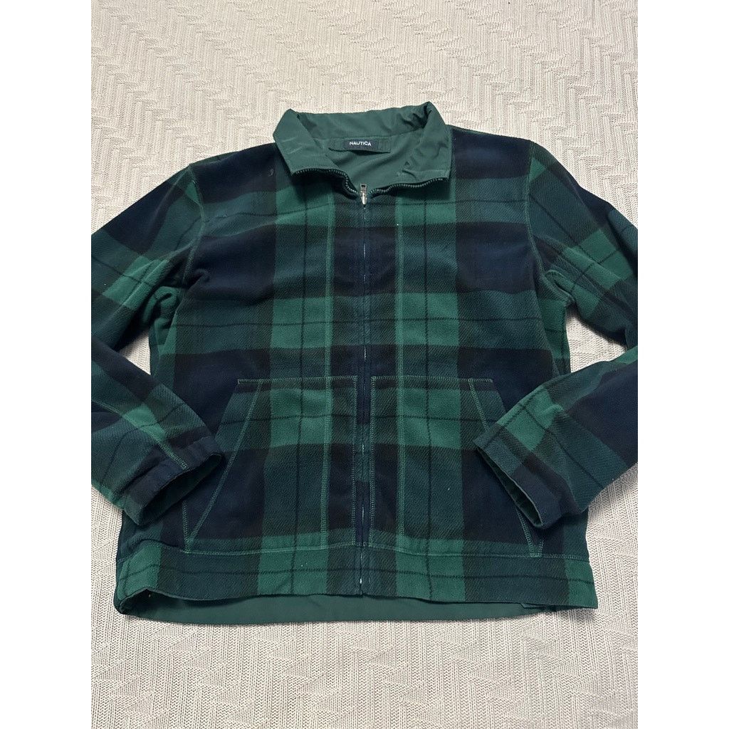 Nautica Vintage Y2K Nautica green plaid reversible fleece jacket Size US L / EU 52-54 / 3 - 1 Thumbnail