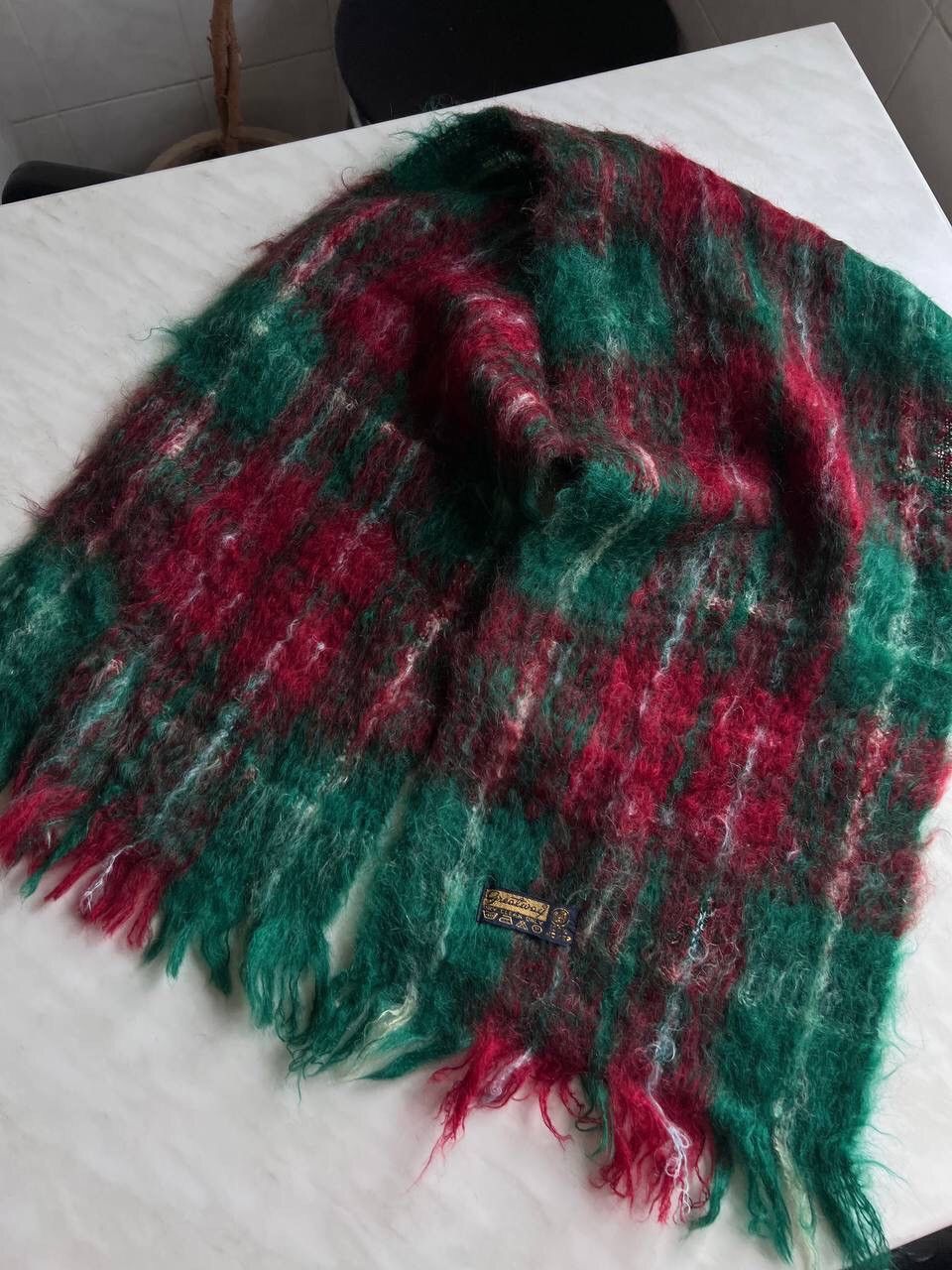 Vintage Vintage Green 1980s USSR CCCP Big Scarf 100% Mohair Soviet Size ONE SIZE - 2 Thumbnail