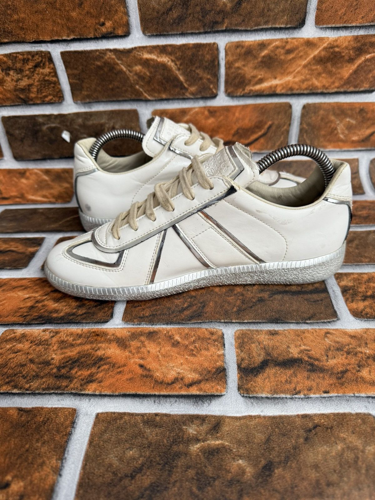 Maison Margiela ❤️Gats replica silver metal trim sneakers Size US 5 / EU 37 - 11 Thumbnail