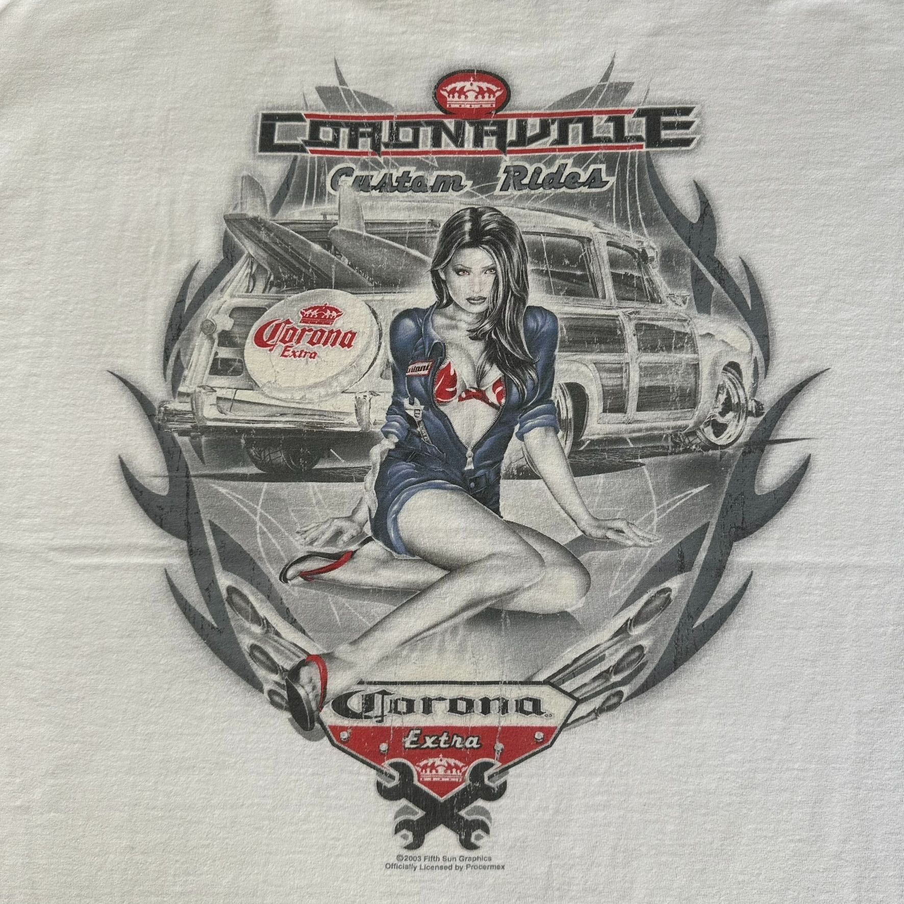 Vintage Vintage 2003 Corona Extra Pin Up Girl T-Shirt Boxy Y2K Surf Size US XL / EU 56 / 4 - 2 Thumbnail