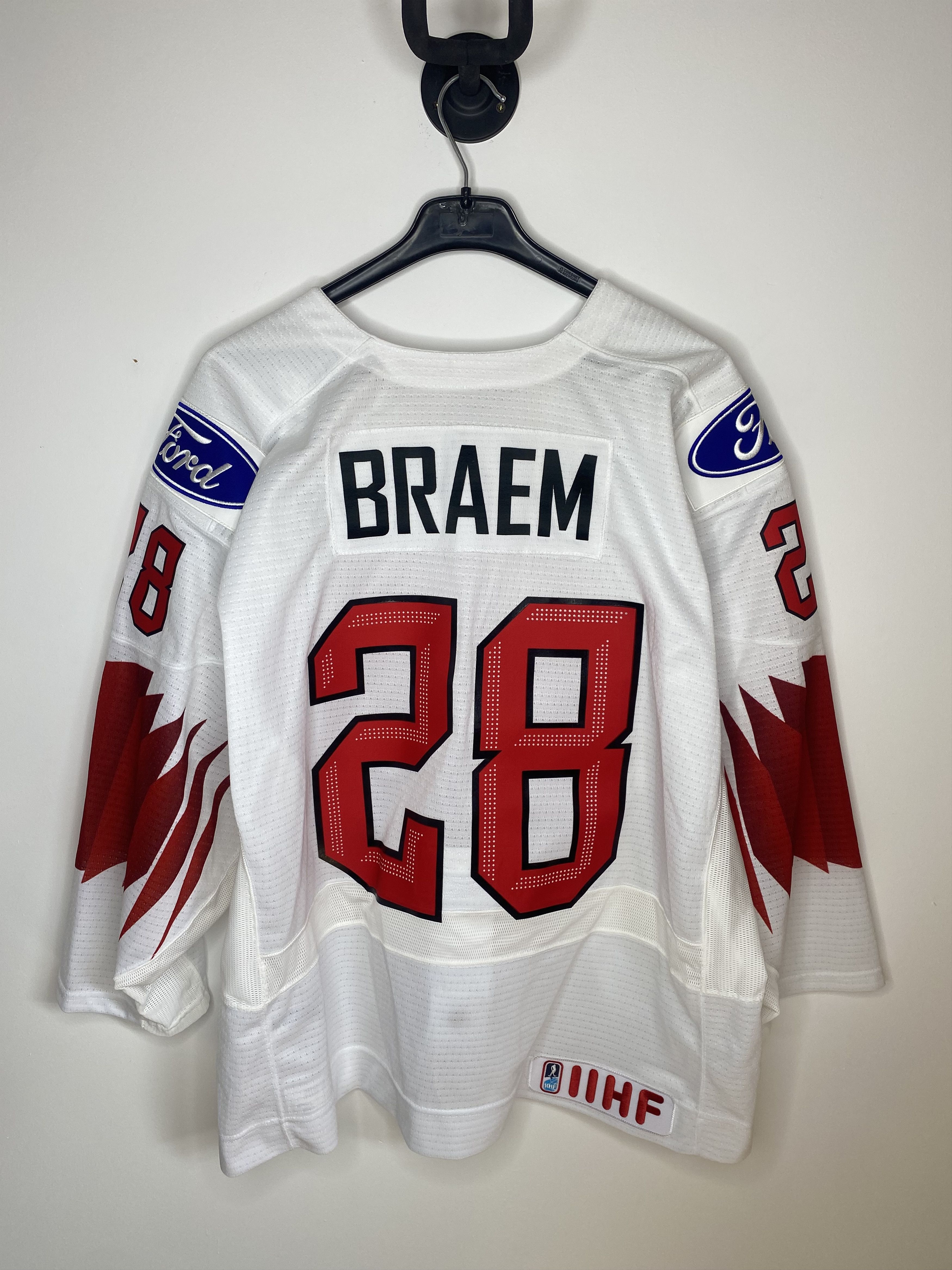 Nike #28 SWITZERLAND TEAM 2022 MATCH WORN ICE HOCKEY JERSEY SHIRT Size US L / EU 52-54 / 3 - 2 Thumbnail