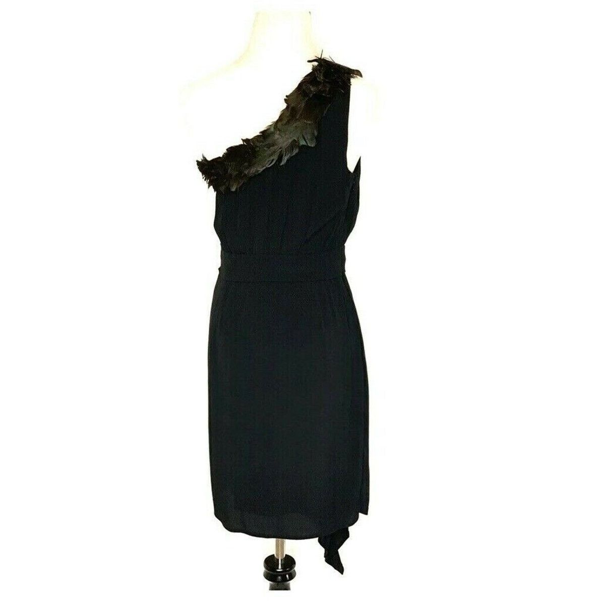 Black Halo Black Halo Feather One Shoulder Party Cocktail Dress Size 4 Size S / US 4 / IT 40 - 3 Thumbnail