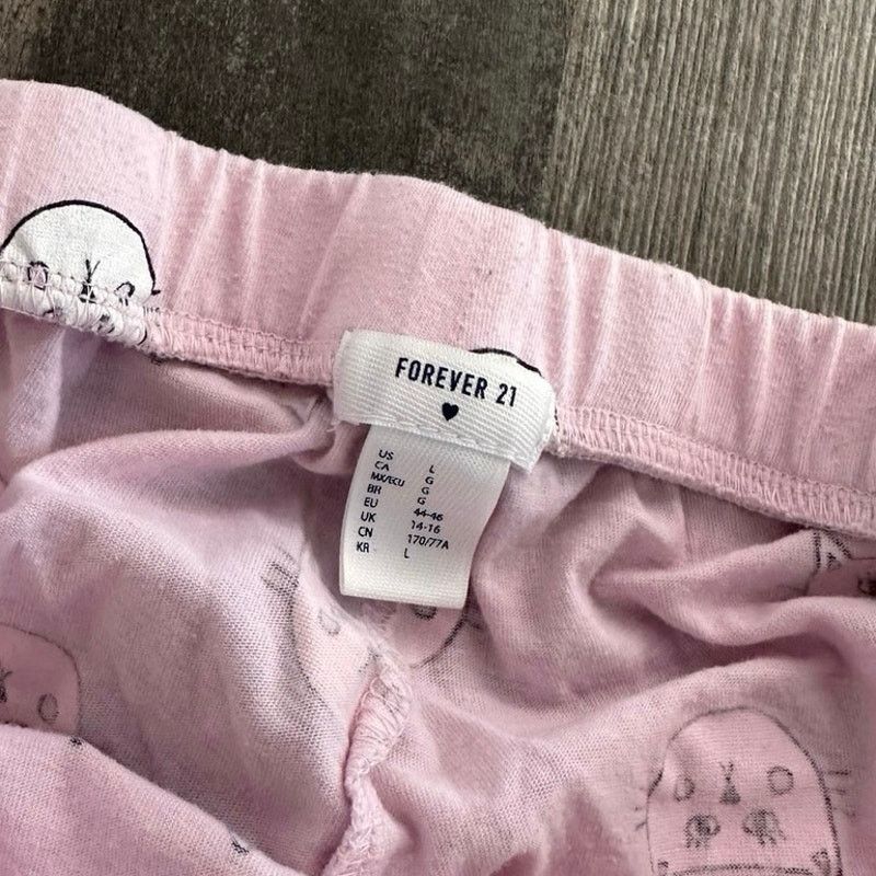 Forever 21 forever 21 whire and pink cat patterned pajama pants Size ONE SIZE - 3 Thumbnail
