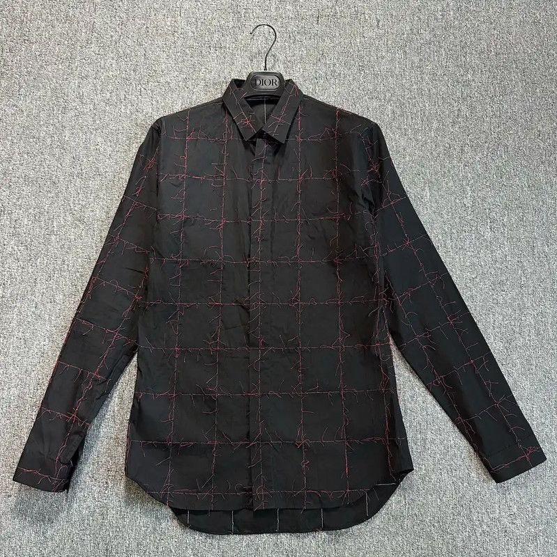 Dior Dior Black Cotton Embroidered Long Sleeve Shirt 0089 Size US M / EU 48-50 / 2 - 1 Thumbnail