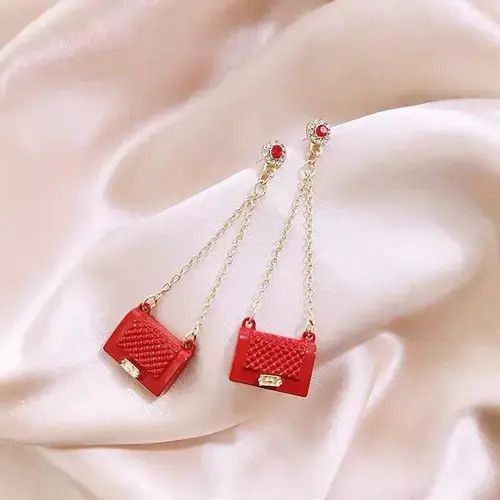 Sterling Silver Fashion Elegant Shoulder Bag Long Dangle Drop Earrings Size ONE SIZE - 2 Thumbnail