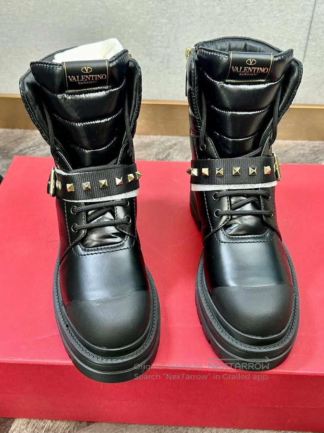 Valentino Valentino Black Gold Leather Studded Boots. Size US 6 / IT 36 - 1 Thumbnail