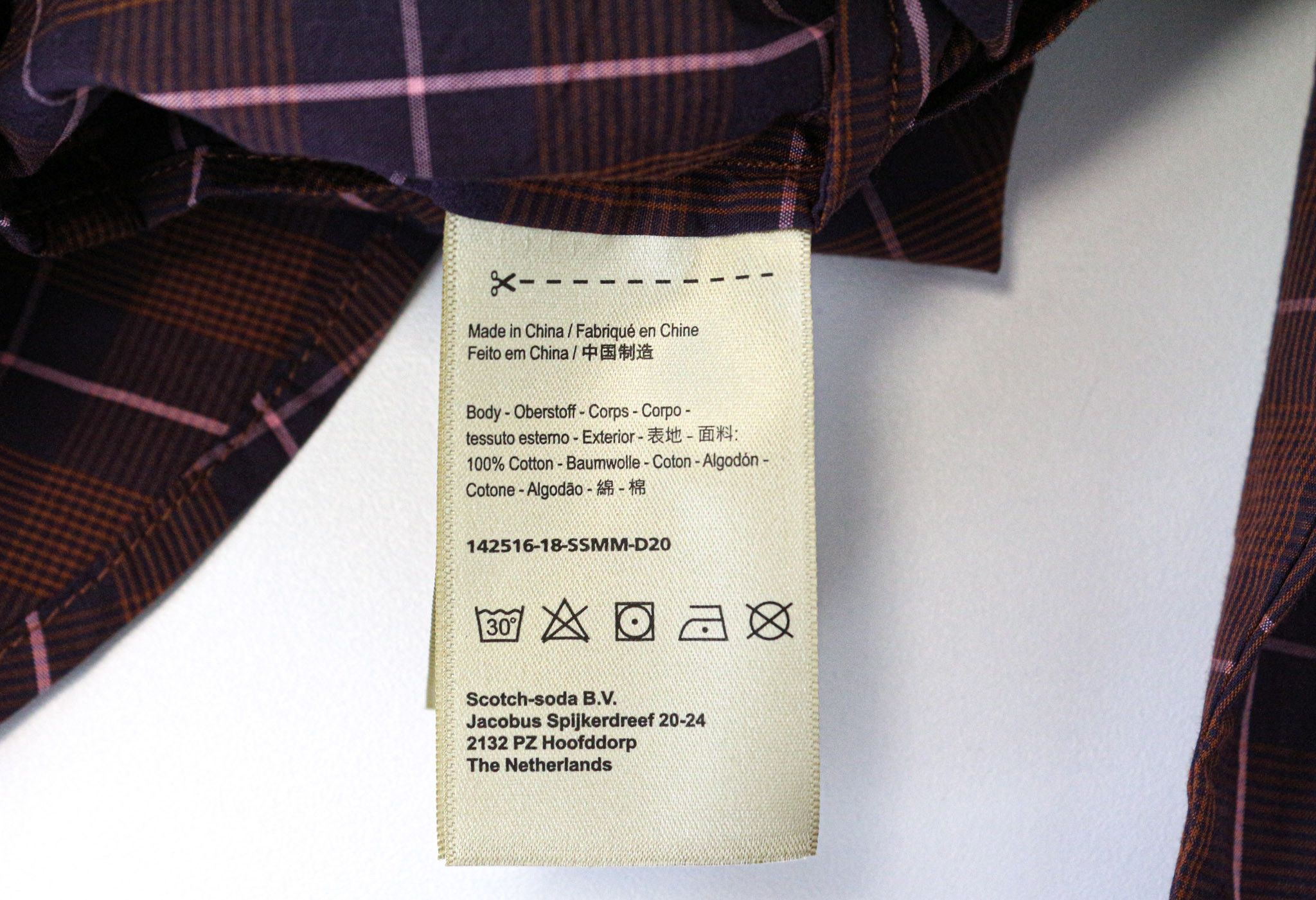 Scotch & Soda S Burgundy Cotton Check Button-Down Shirt 75998 Size US S / EU 44-46 / 1 - 5 Thumbnail