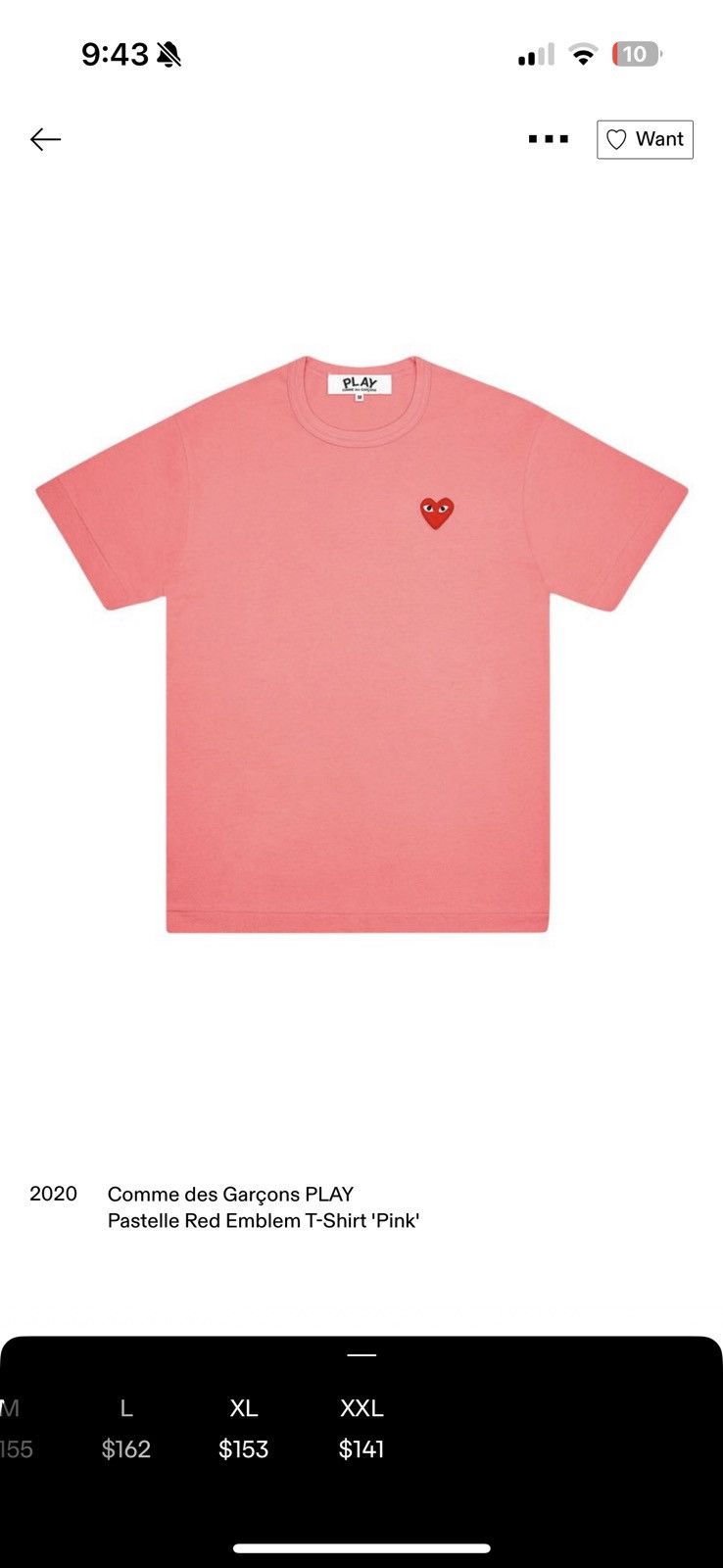 Comme des Garcons Comme des Garçons PLAY pastelle red emblem shirt ‘pink’ Size US L / EU 52-54 / 3 - 5 Thumbnail
