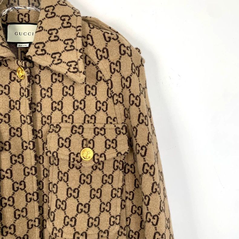 Gucci GucciBrown logo jacquard printed wool lapel cloak jacket 25 Size US XS / EU 42 / 0 - 3 Thumbnail
