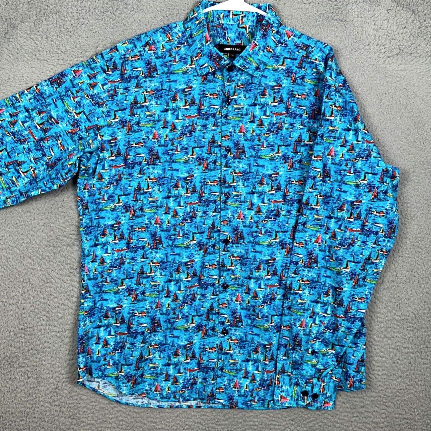 Jared Lang Jared Lang Shirt Mens 2XL Blue Sailboat Print Button Up Long Sleeve Casual EUC Size US XXL / EU 58 / 5 - 2 Thumbnail