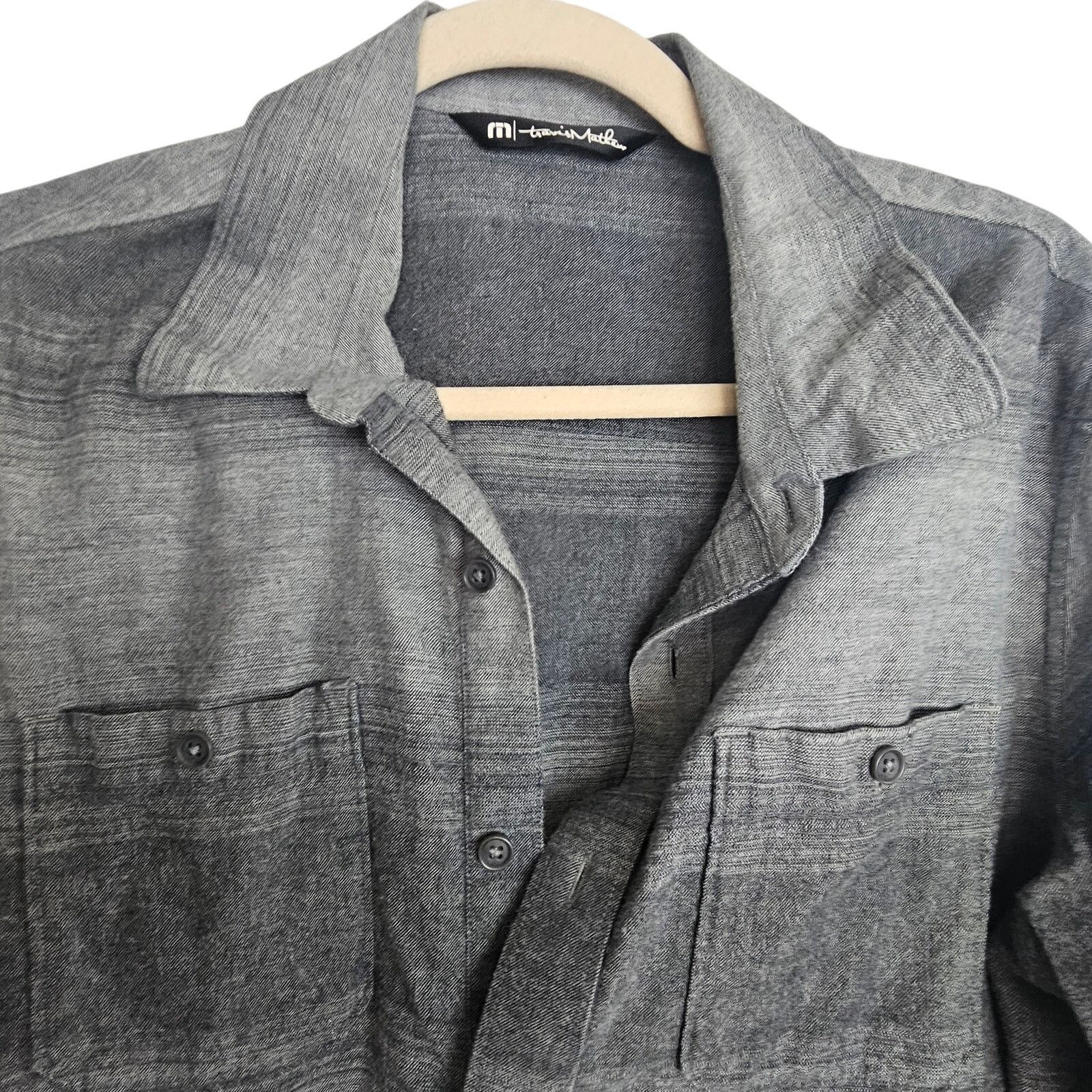 TravisMathew Travis Mathew Shirt Men M Gray Striped Button Flannel Grunge Size US M / EU 48-50 / 2 - 2 Thumbnail