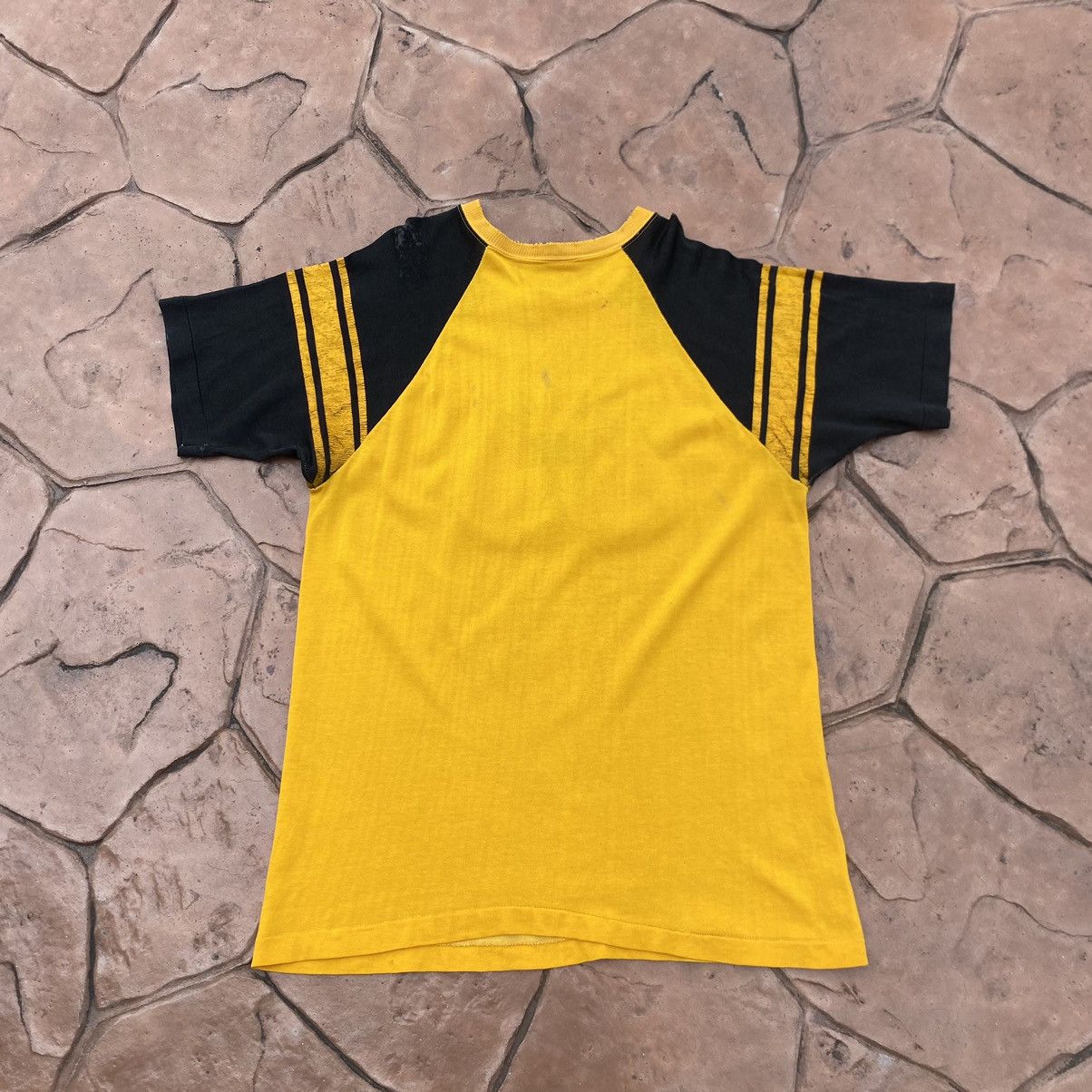 Champion Thrashed Vintage 70s Champion Blue Bar ERD GRUNGE FADED TEE Size US L / EU 52-54 / 3 - 7 Thumbnail