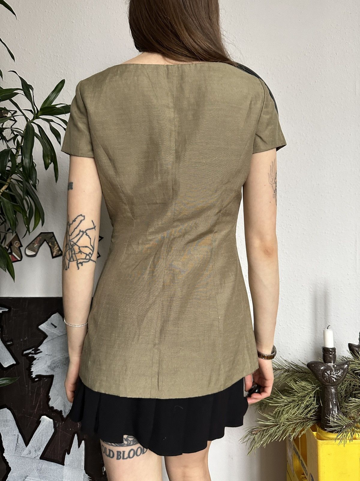 Japanese Brand × Vintage Silhouette Skinny Linen Button Up Vintage Blouse 00s Sade Size XS / US 0-2 / IT 36-38 - 5 Thumbnail