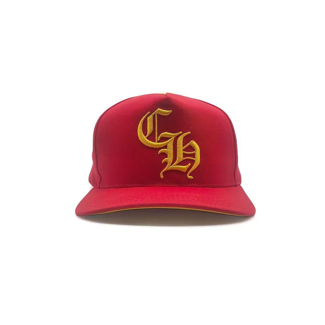 Chrome Hearts Chrome Hearts CH Embroidered 22K Gold Diamond Button Red Cap Size ONE SIZE - 1 Thumbnail