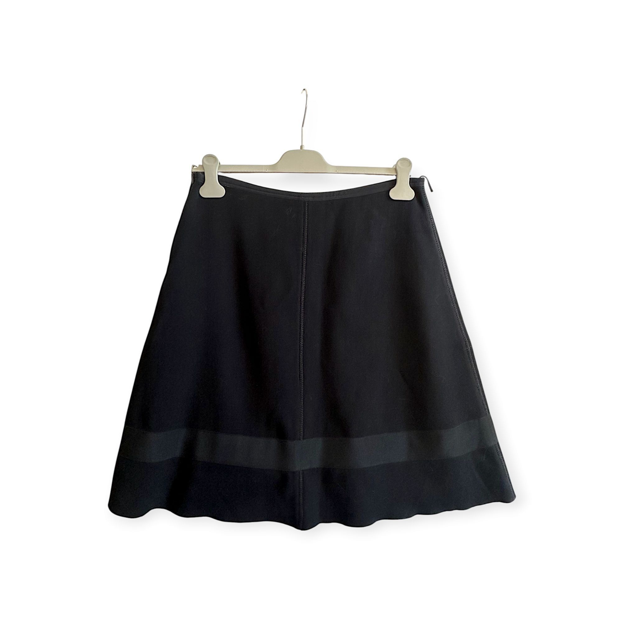 Prada Prada Black Wool A-Line Skirt IT 46 / US 10 Ribbon Bow Trim Size 32" / US 10 / IT 46 - 2 Thumbnail