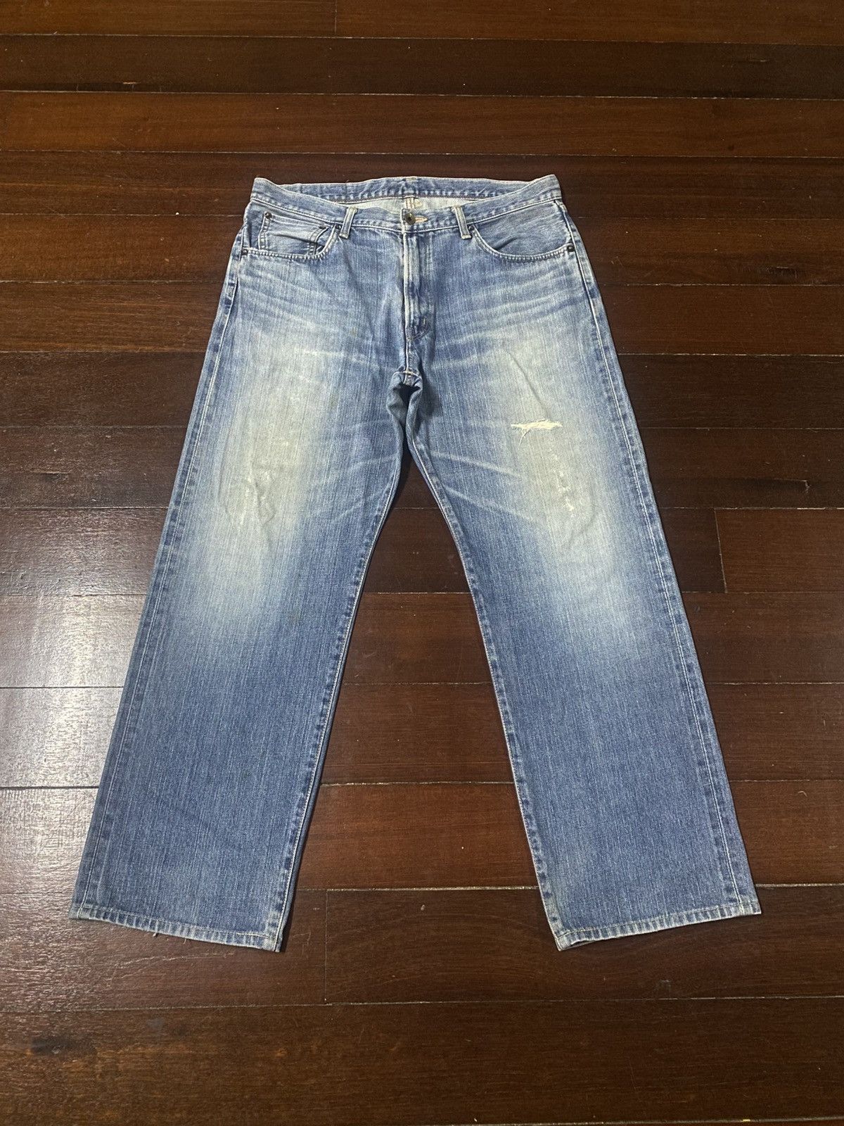 Edwin Vintage 90s Edwin 505 X mud wash distressed selvedge jeans Size US 37 - 1 Thumbnail