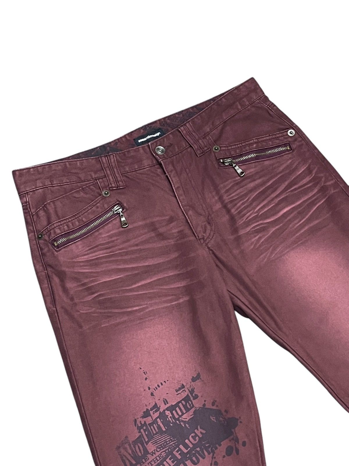 Japanese Brand 🔥Vintage SEMANTIC DESIGN Punk Bondage Zipper Poem Pants Size US 32 / EU 48 - 2 Thumbnail