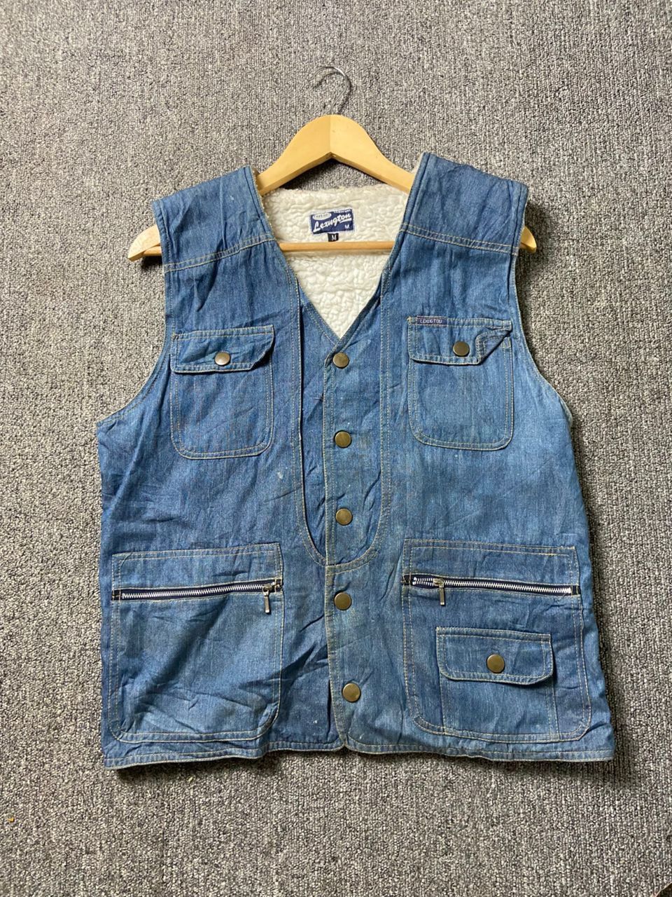 Japanese Brand LEXUGTOU Sherpa Lined Denim Vest (200) Size US M / EU 48-50 / 2 - 1 Thumbnail