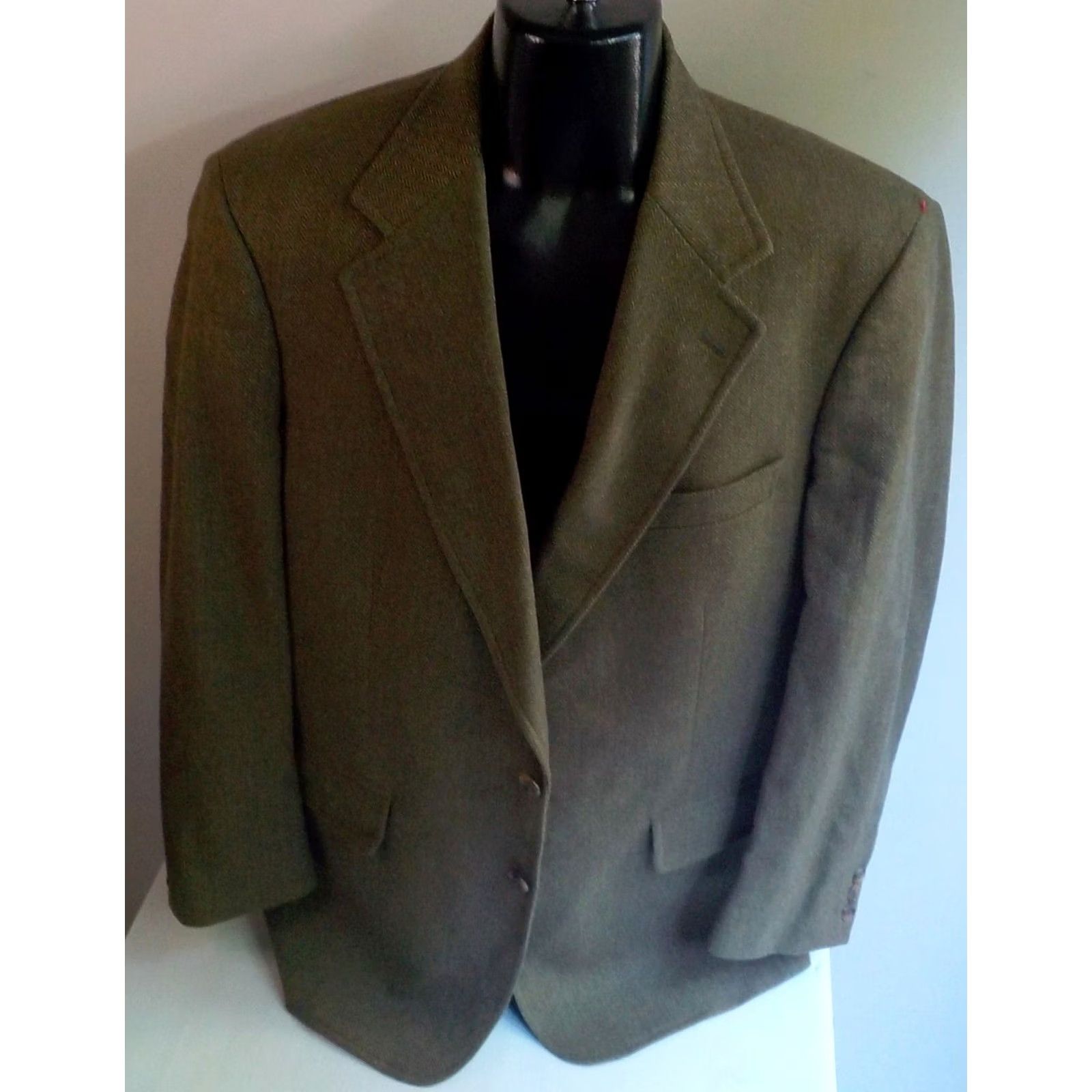 Brooks Brothers VINTAGE Brooks Brothers Blazer 2 Button Herringbone Wool SZ 42R Mens Green 100% Wool USA Size 42R - 2 Thumbnail