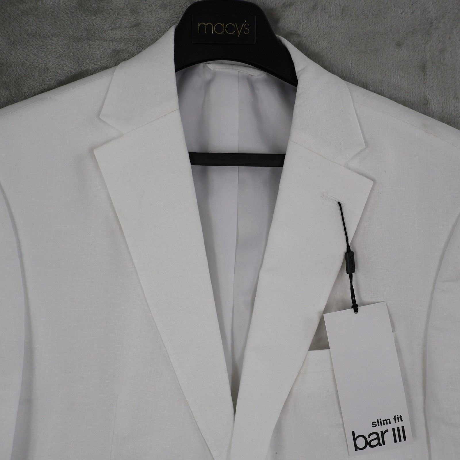 Bar III Bar III Slim Fit Linen Blazer Mens 42S White Preppy Classic Size 42S - 9 Thumbnail
