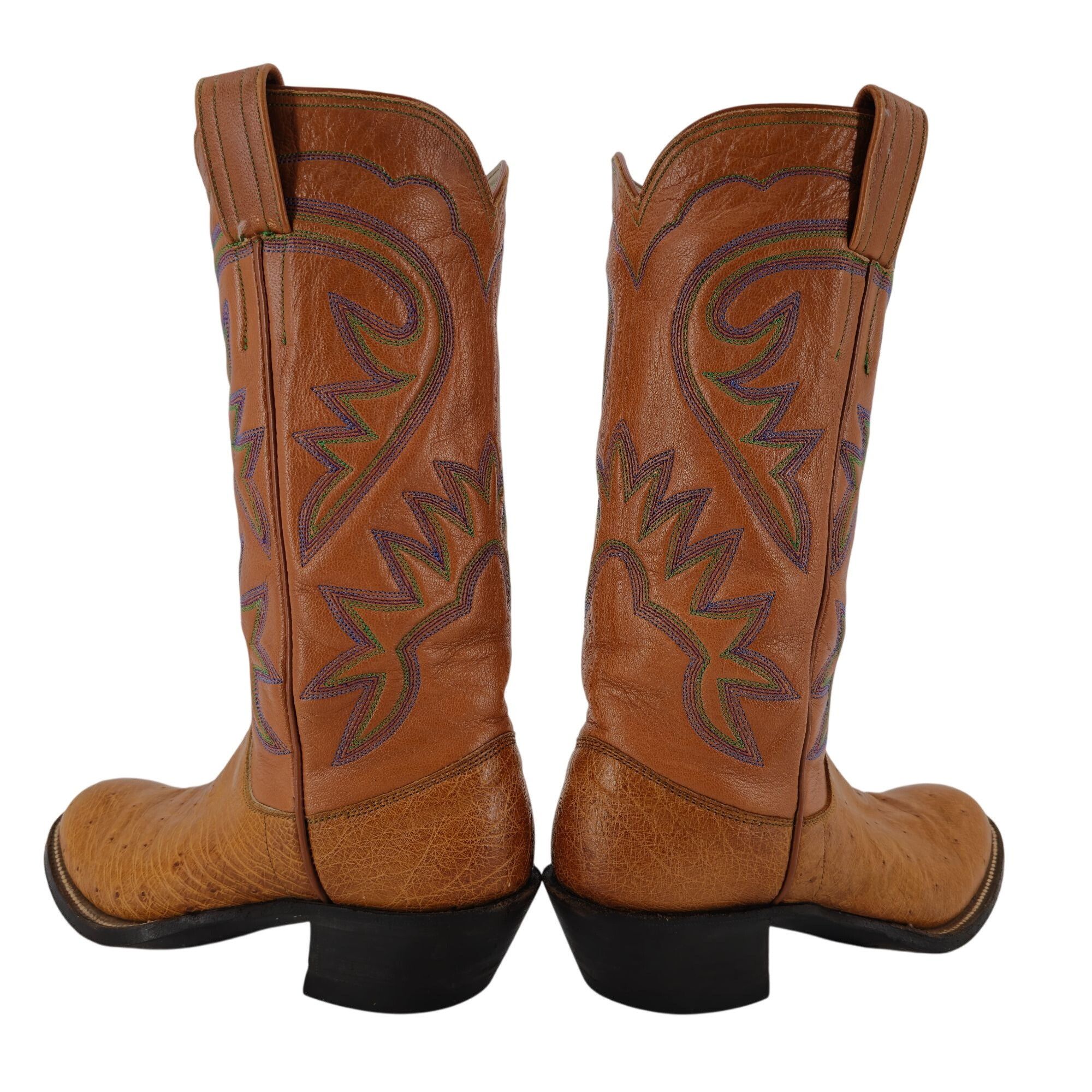 Other M.L. Leddys Ostrich Exotic Cowgirl Boots Womens 5B Brown Pur Size US 5 / IT 35 - 5 Thumbnail