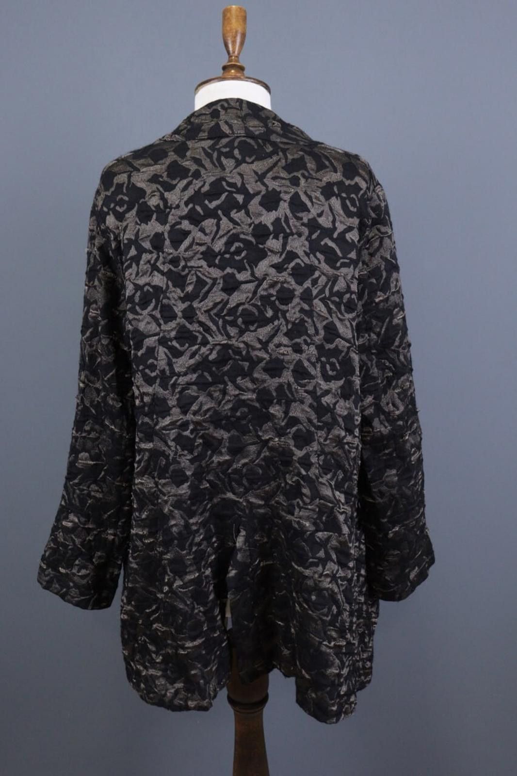 Designer Ischiko Black Lagenlook Wool Knit Cardigan Sweater US 12 Size XL / US 12-14 / IT 48-50 - 11 Thumbnail