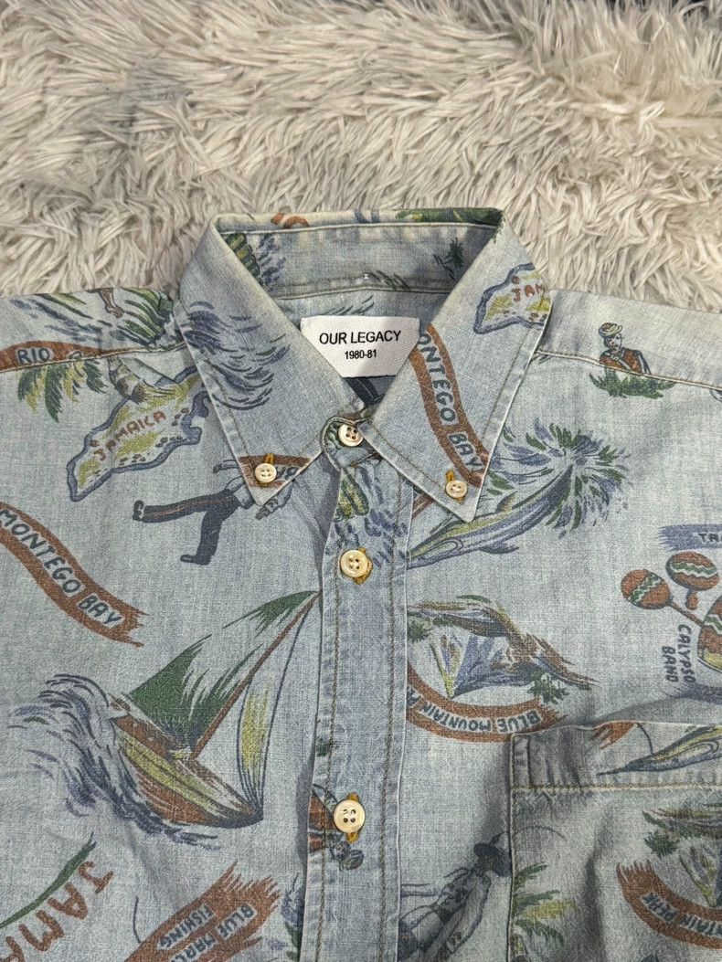 Our Legacy our legacy size 46 Hawaiian full-print denim shirt 2502-Nex Size US S / EU 44-46 / 1 - 2 Thumbnail