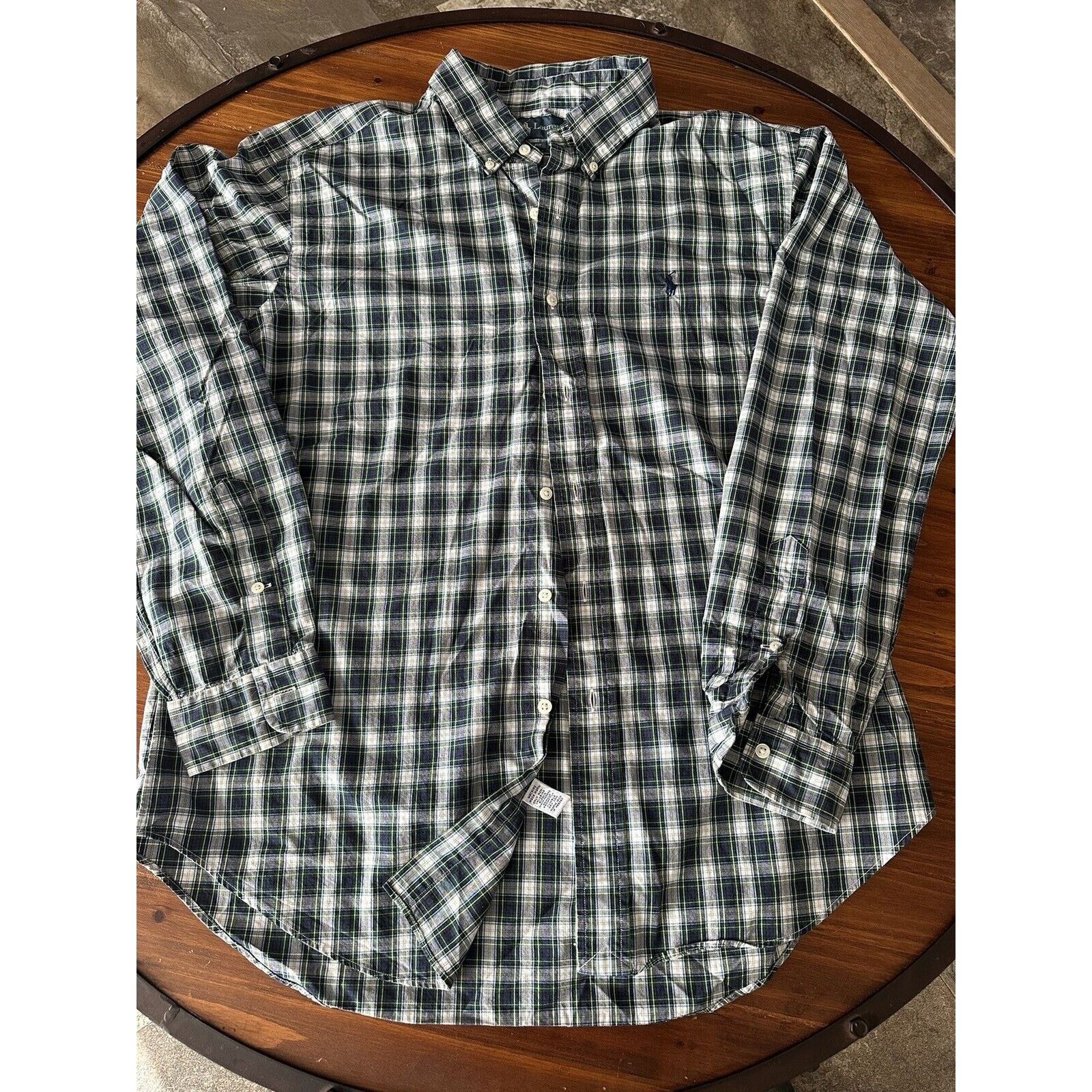 Ralph Lauren Ralph Lauren Classic Fit, Button Up LRG Blue w/Green Plaid Size US L / EU 52-54 / 3 - 2 Thumbnail