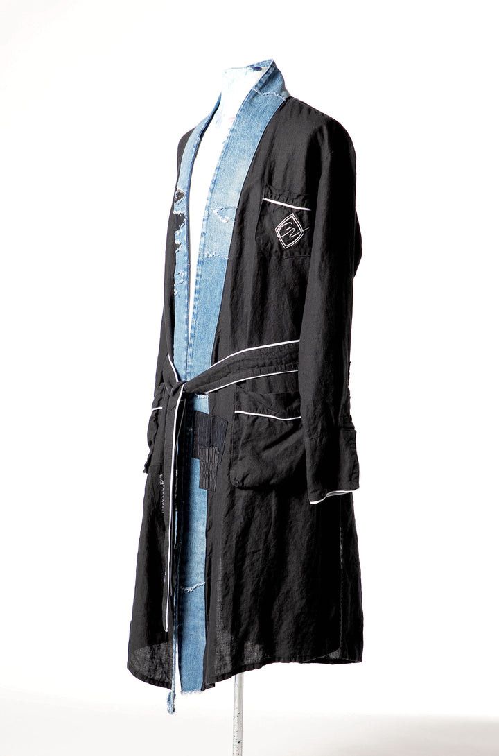 Greg Lauren $1995 Greg Lauren Black Linen Robe GL1 Size US M / EU 48-50 / 2 - 2 Thumbnail