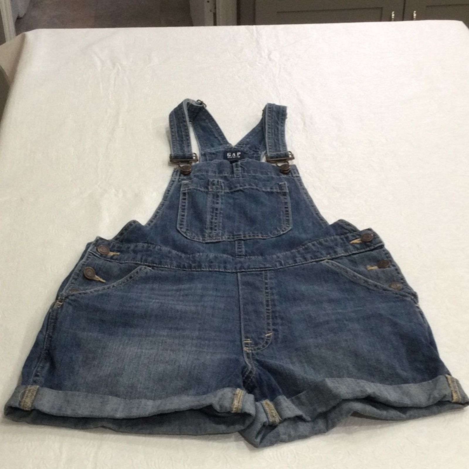 Gap Gap Denim Bib Adjustable Strap Button Side Overalls Size 2 Size 27" / US 4 / IT 40 - 16 Thumbnail