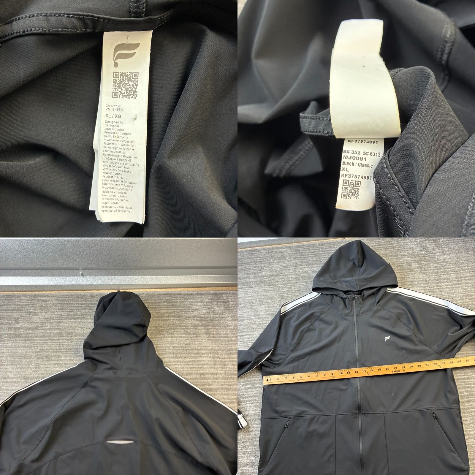Fabletics Fabletics Jacket Mens XL Black Full Zip Hoodie Windbreaker Pockets Logo Casual Sports Athletic Jacket Size US XL / EU 56 / 4 - 8 Thumbnail