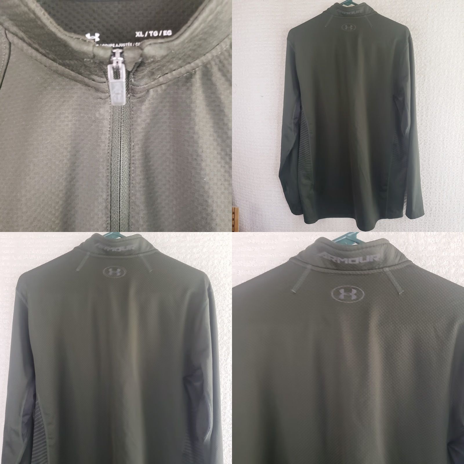 Under Armour Under Armour Cold Gear Reactor 1/4 Zip Fitted Pullover Men XL Dark Green Colorblock Mock Neck Zip Pullover Mens Size US XL / EU 56 / 4 - 8 Thumbnail