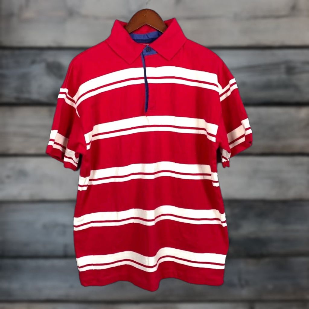 Vintage VINTAGE L.L. Bean Polo Shirt Men's Shirt Adult Large Red White Striped 90s Preppy USA Made Size US L / EU 52-54 / 3 - 1 Thumbnail