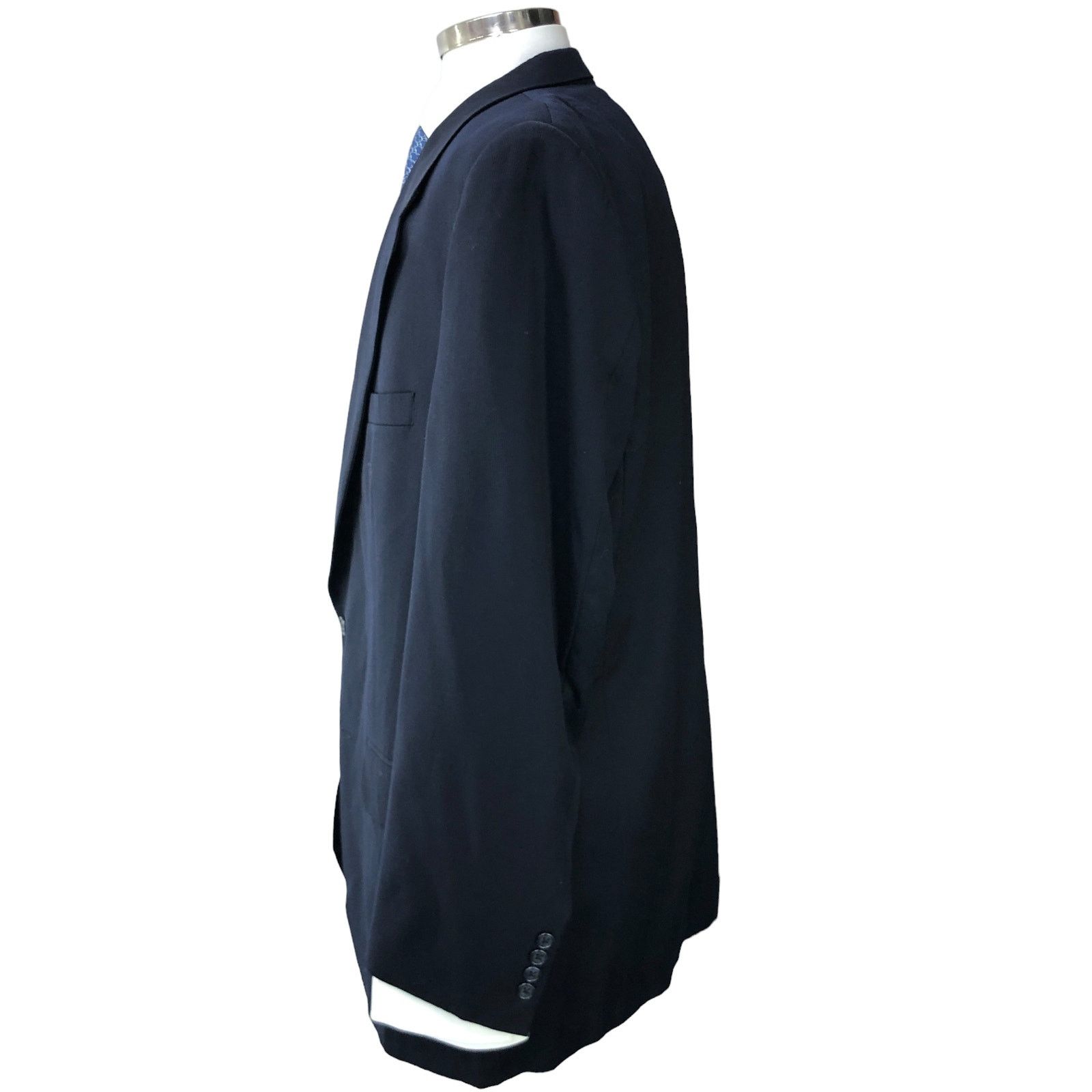 Burberry Burberrys Vintage Mens Size 48L Sport Coat Wool Navy 90s Size 48L - 6 Thumbnail