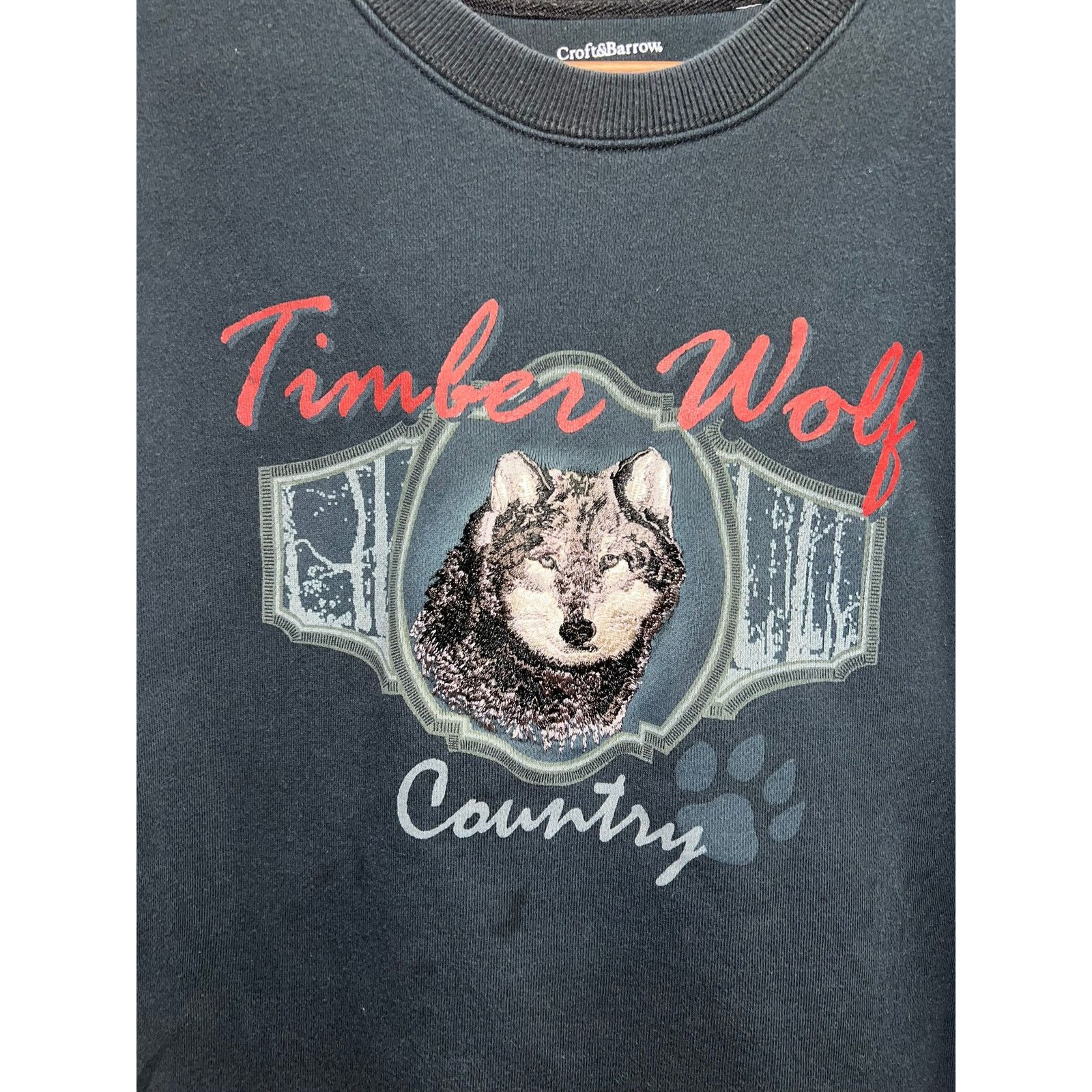 Croft & Barrow Vintage Wolf Sweatshirt Timber Country Crewneck Stained M Size US M / EU 48-50 / 2 - 2 Thumbnail