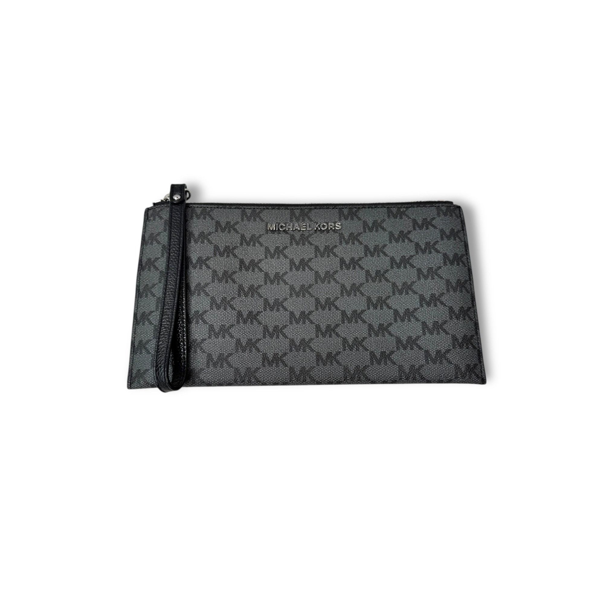 Michael Kors Michael Kors Jet Set Pouch Wristlet Coated Canvas Gray Black Size ONE SIZE - 1 Thumbnail