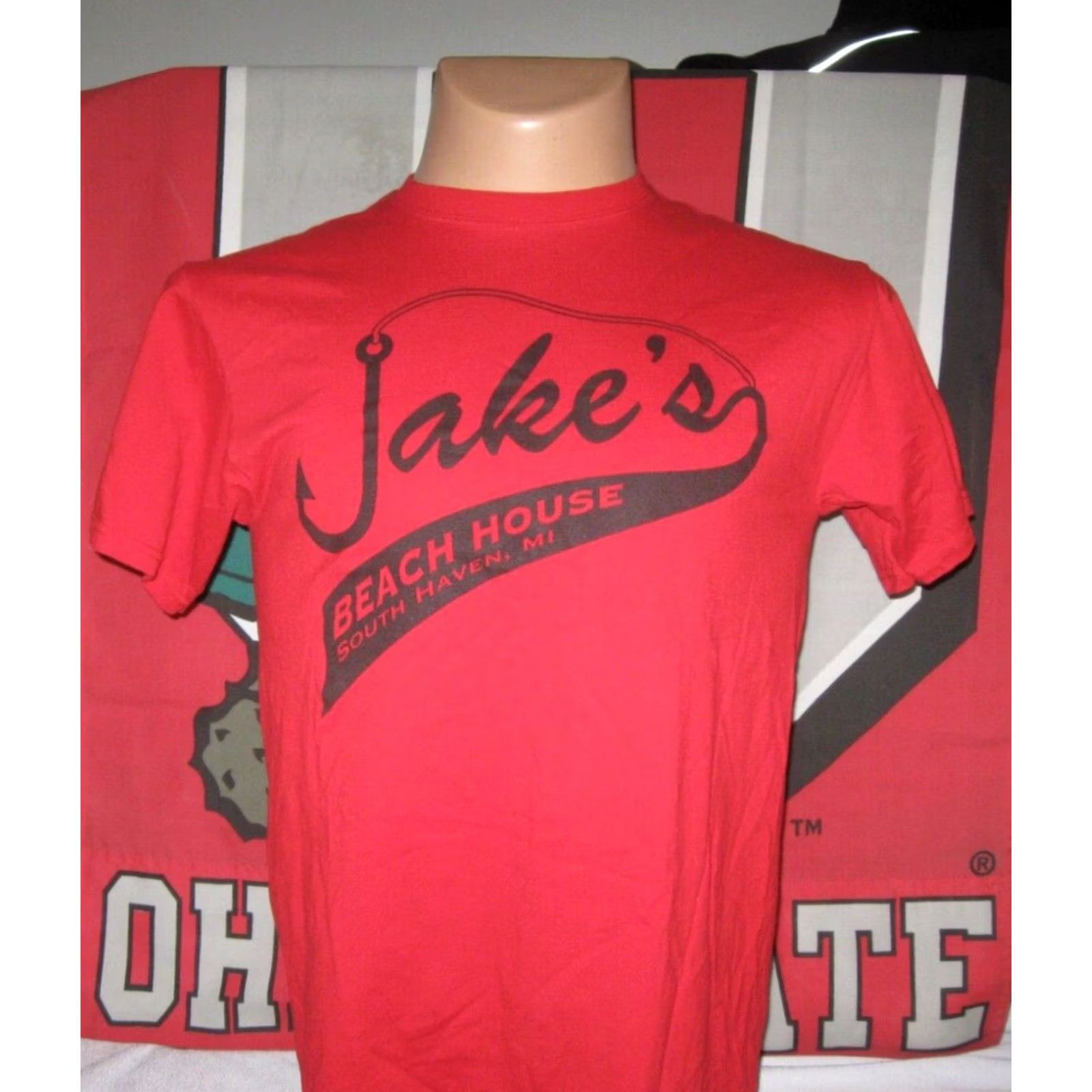Jerzees JERZEES T-Shirt Men M Beach House South Haven Michigan Red Cotton/Polyester Logo 2010s Bar & Grill Vintage No Uglies Allowed Size US M / EU 48-50 / 2 - 2 Thumbnail