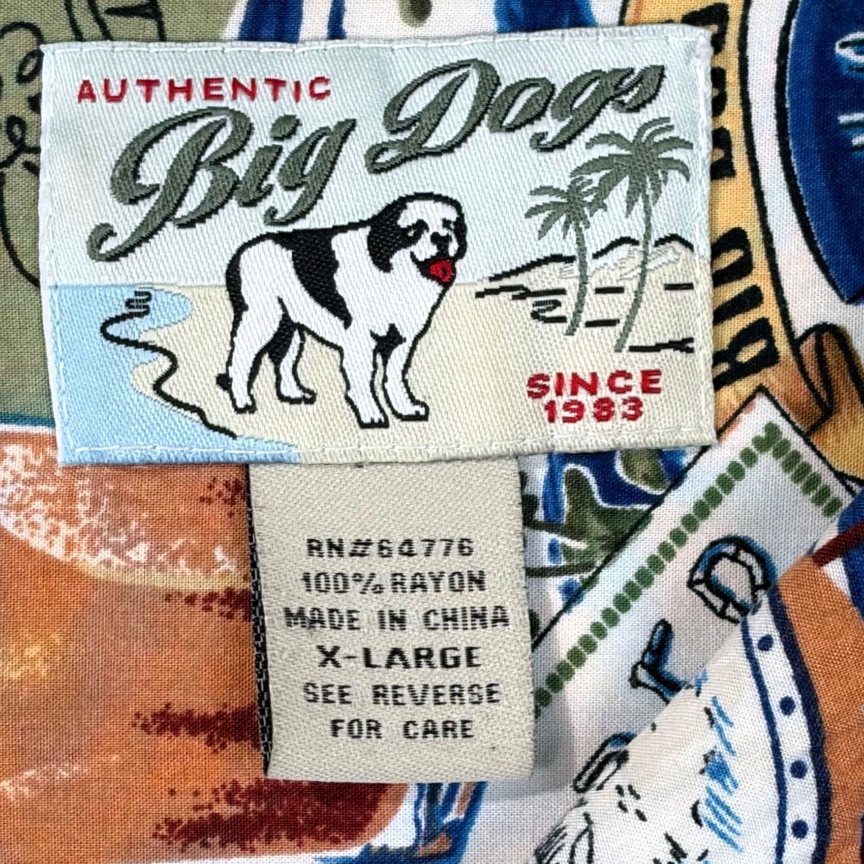 Big Dogs Big Dogs Tropical Tiki Hawaiian Shirt Mens XL Rayon Hula Blue Size US XL / EU 56 / 4 - 3 Thumbnail