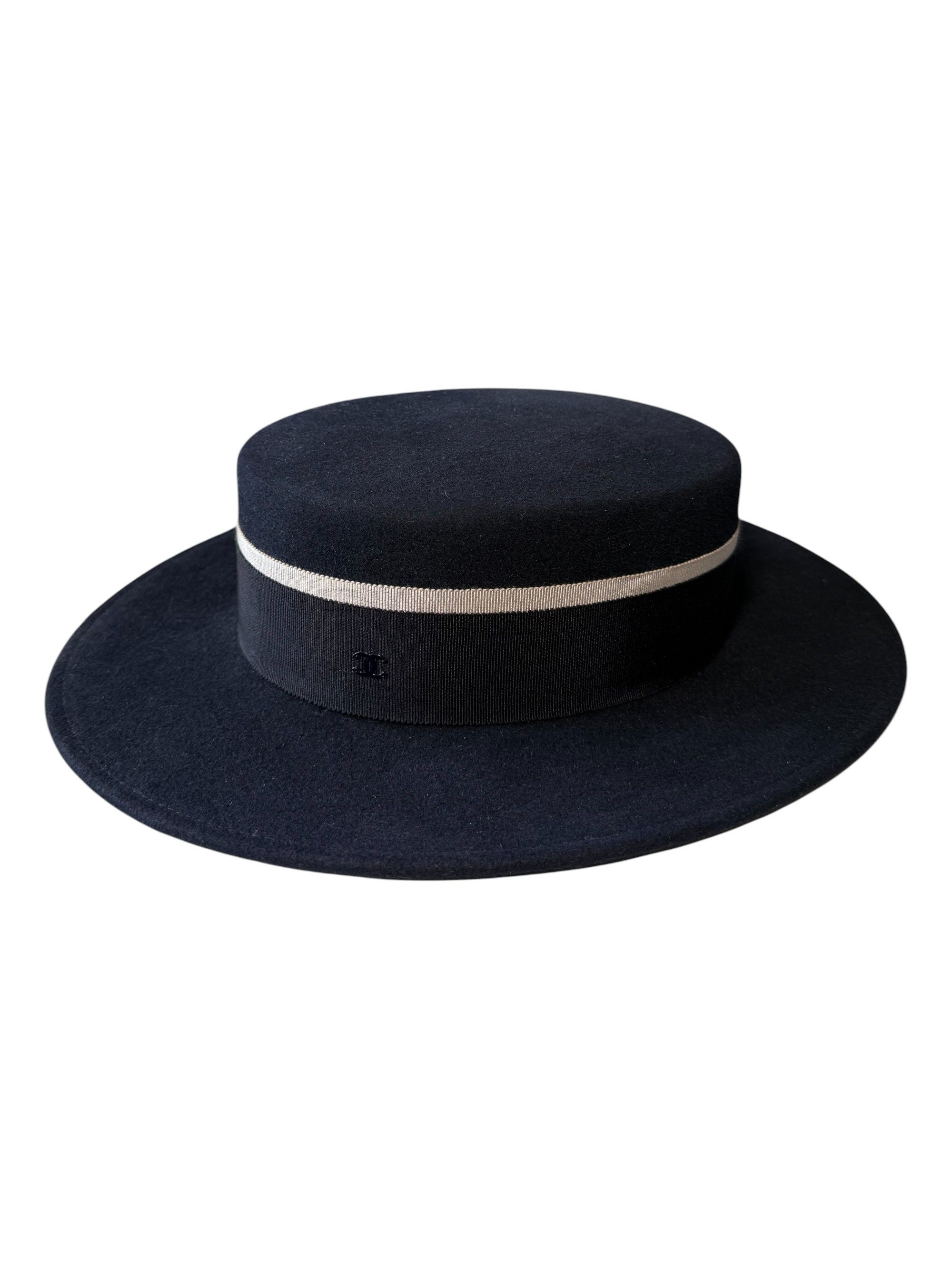 Chanel Chanel Navy Blue CC Rabbit Hair Felt Hat Size Medium Size ONE SIZE - 3 Thumbnail