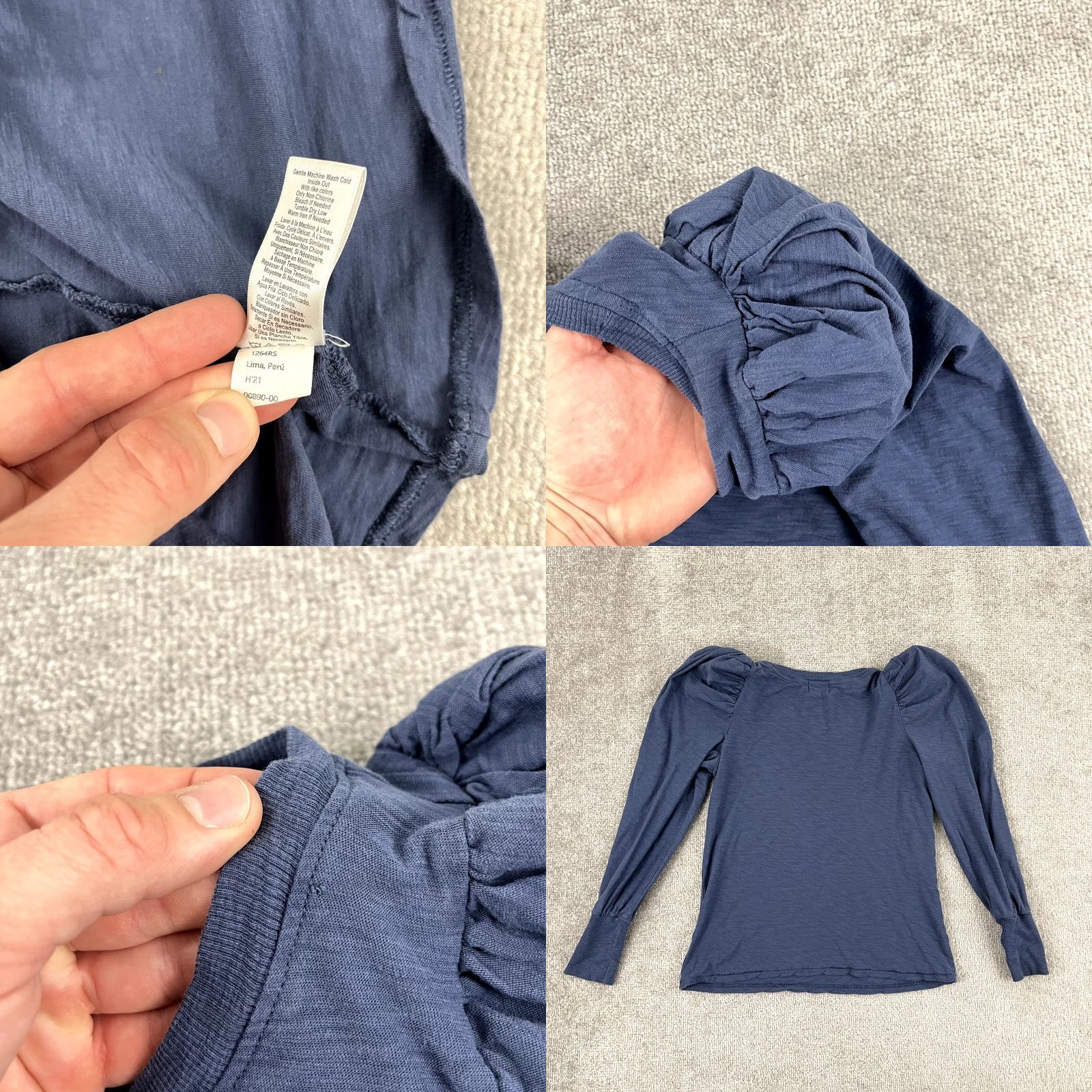 Nation LTD Nation LTD Top Womens Small Romy Modest Tee Blue Runched Puff Sleeves Jersey Size S / US 4 / IT 40 - 8 Thumbnail