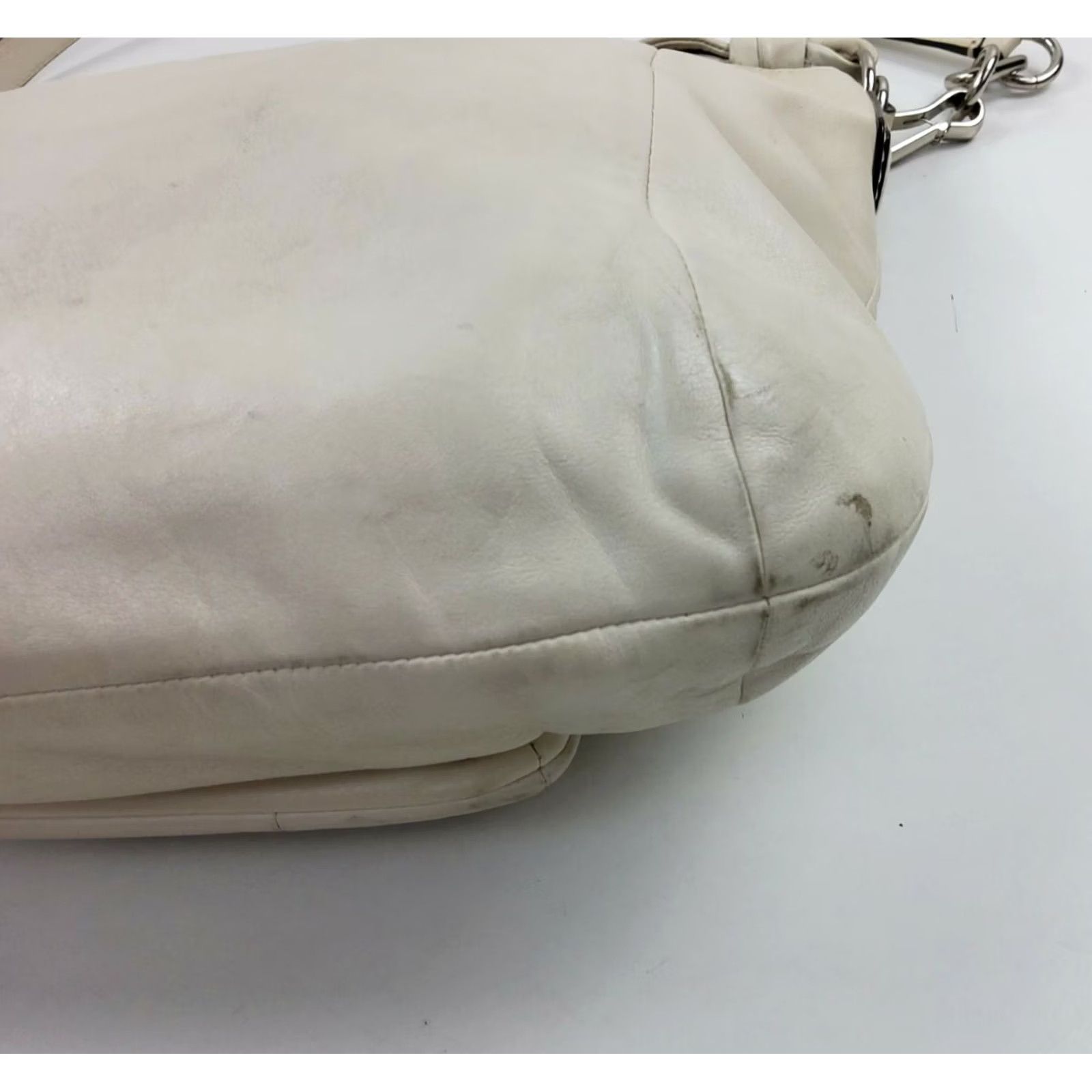Coach COACH Kristin Leather Convertible Shoulder Hobo Bag Purse 14783 White Handbag Womens Medium Bag Size ONE SIZE - 5 Thumbnail