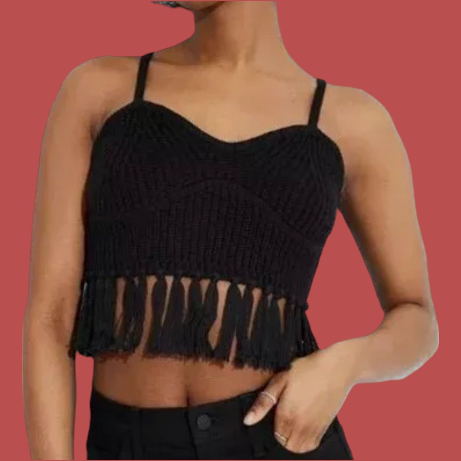 Other Wild Fable - Women's Knitted Tank Top Camisole - Black - XXL Size XXL / US 16-18 / IT 52-54 - 1 Thumbnail