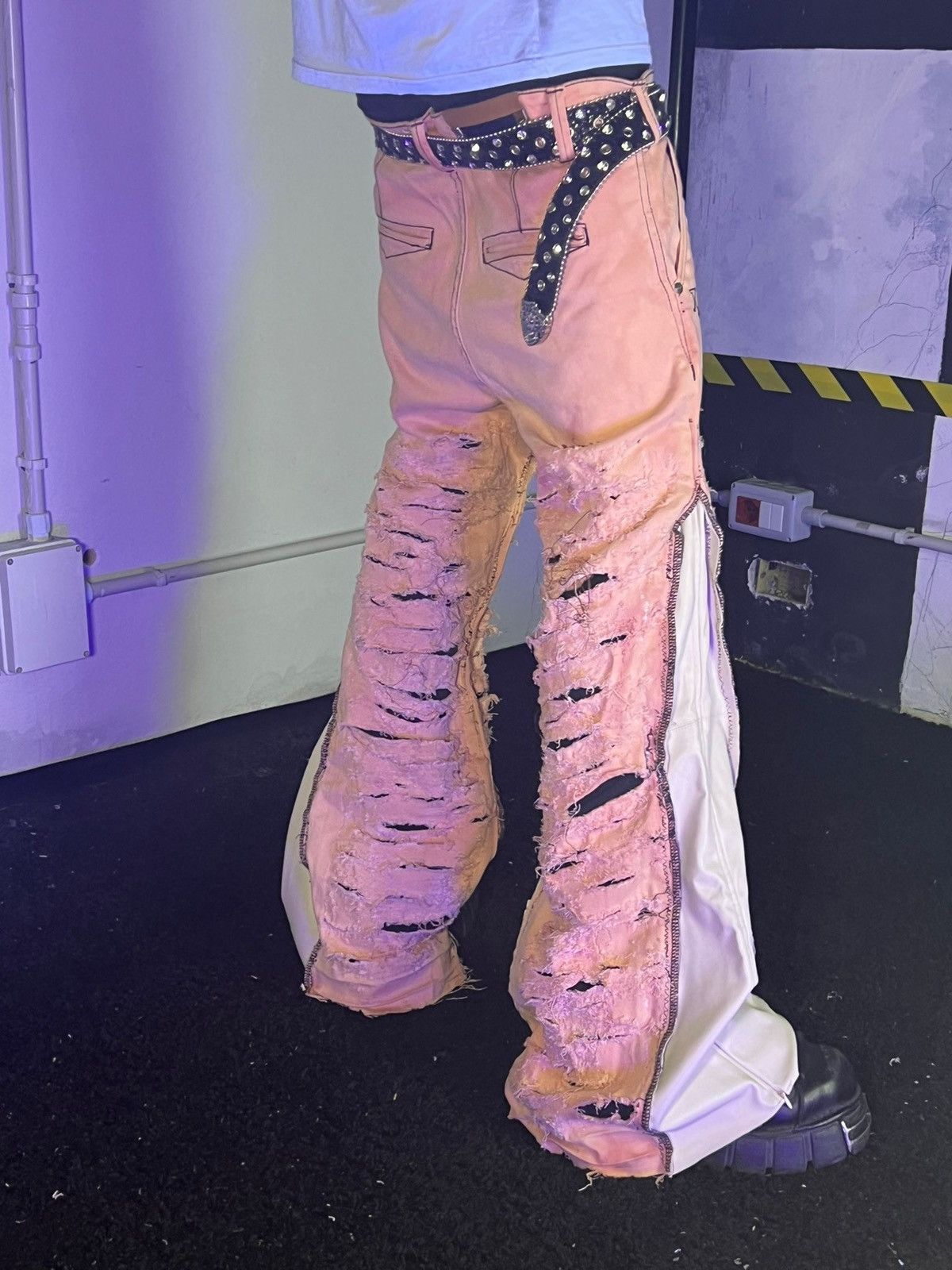Japanese Brand PUNK Y2K OPIUM CUSTOM GOTH DISTRESSED CUSTOM JEANS LEATHER Size US 38 / EU 54 - 2 Thumbnail