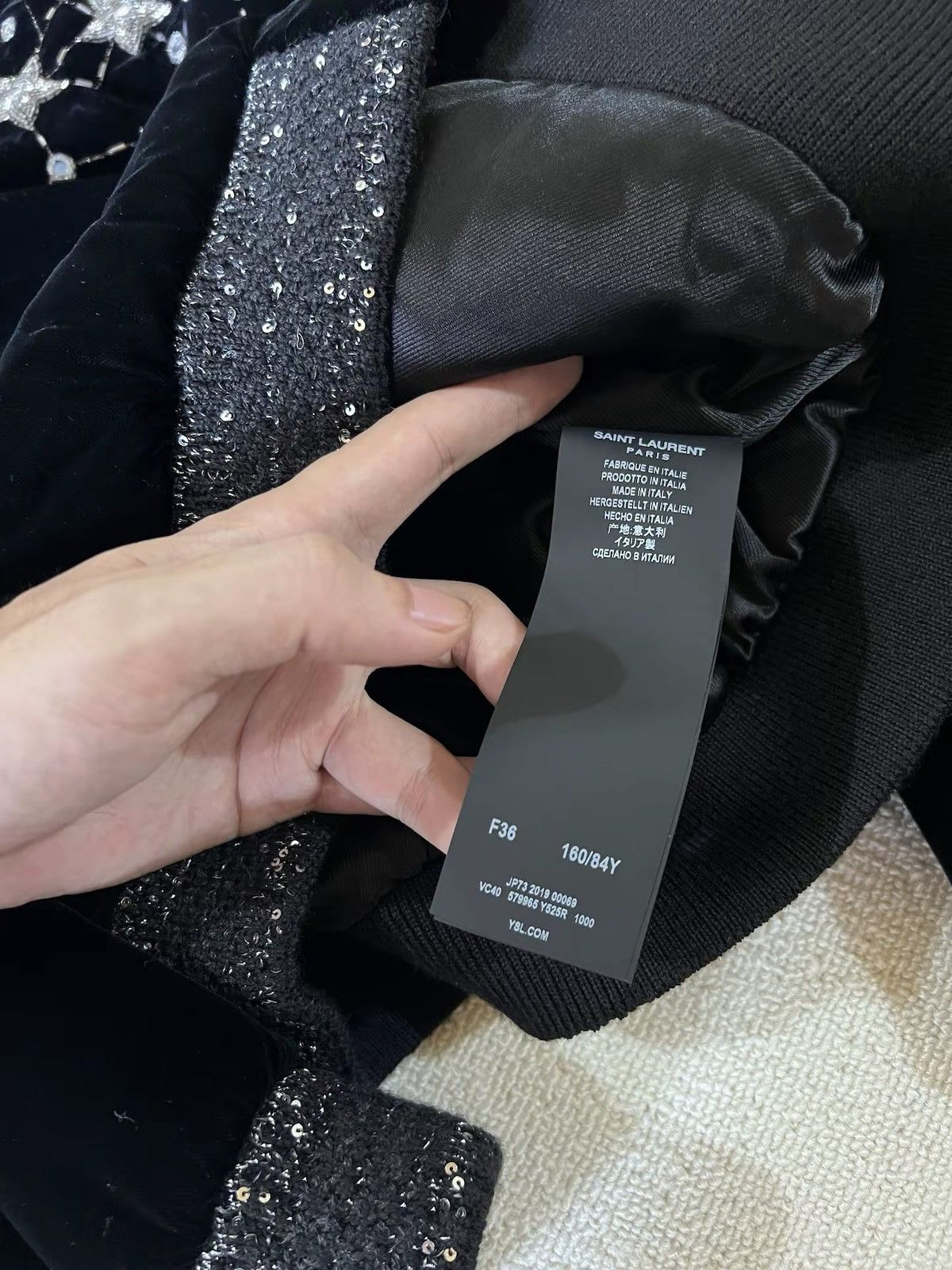 Anthony Vaccarello Saint Laurent Black Velvet Bomber Jacket Size XS / US 0-2 / IT 36-38 - 4 Thumbnail