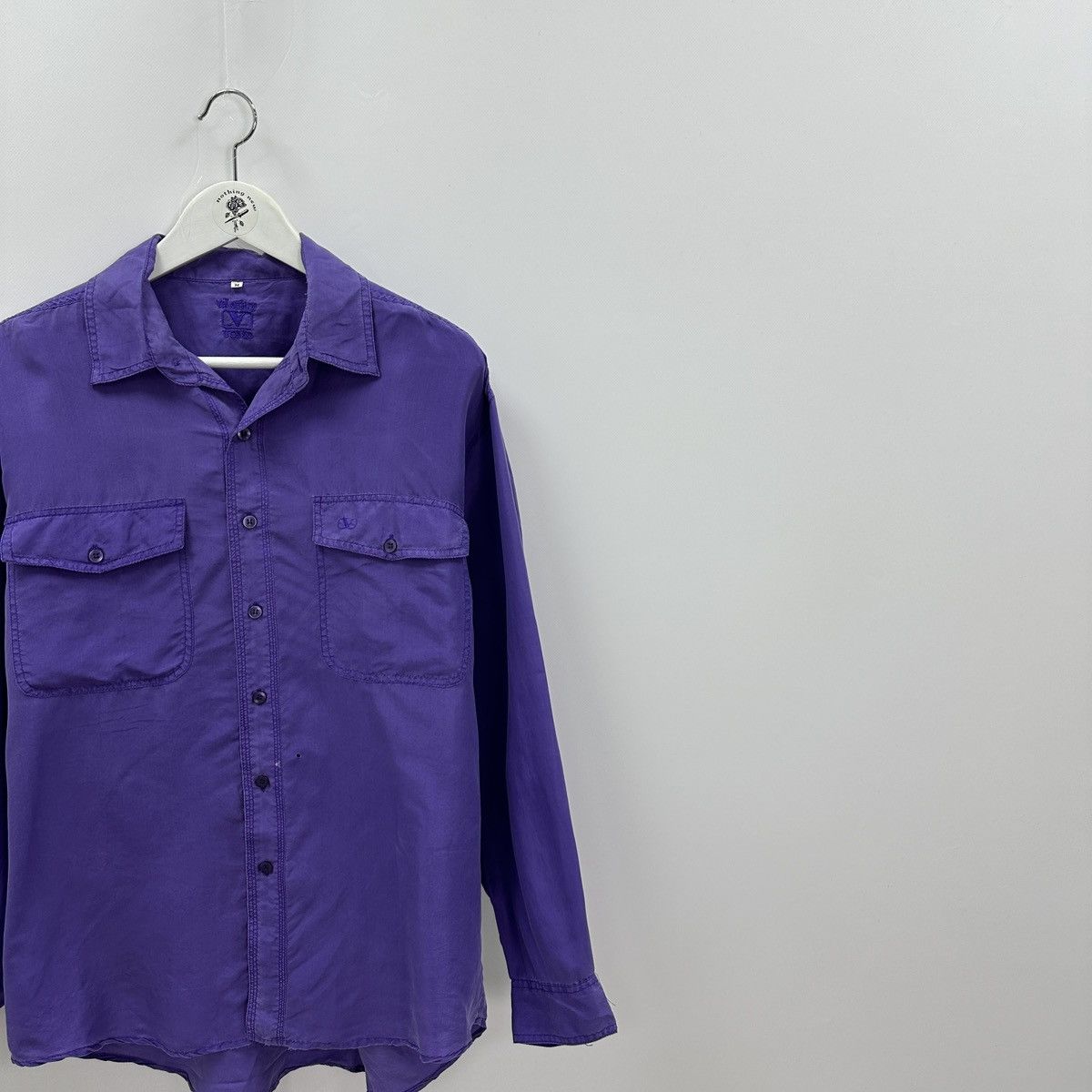 Valentino Vintage 80s Valentino Uomo Silk purple shirt og y2k Italy Size US M / EU 48-50 / 2 - 2 Thumbnail